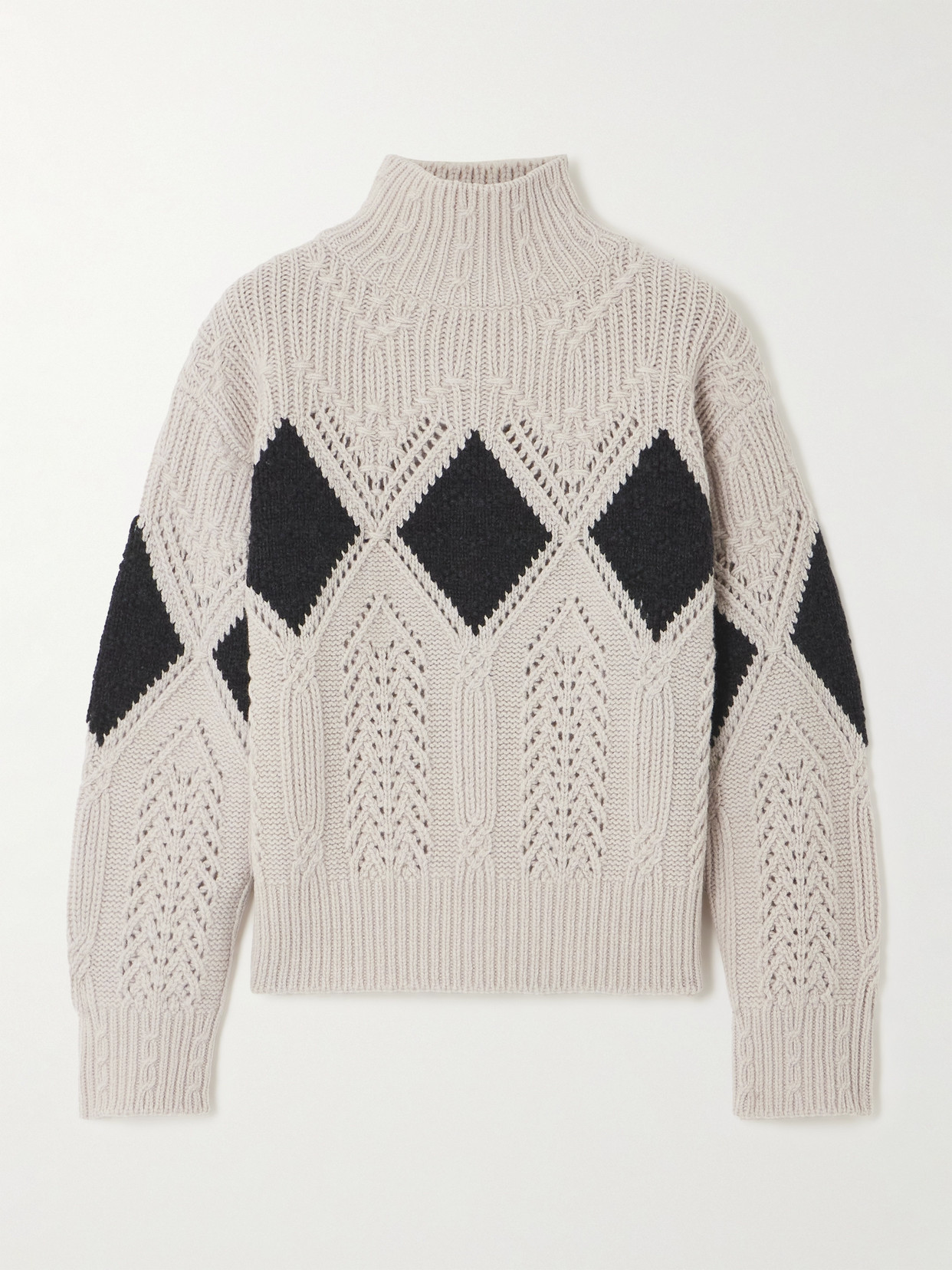 Altuzarra - Grady Argyle Cable-knit Wool Turtleneck Sweater - Ivory