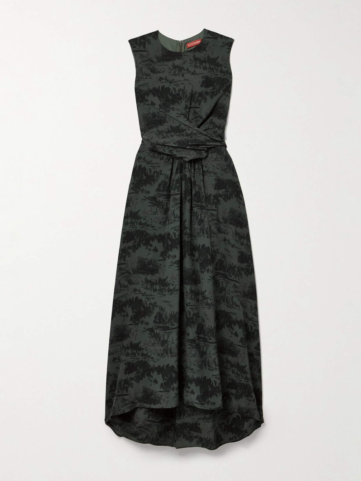Altuzarra Penny Wrap-effect Printed Silk Crepe De Chine Maxi Dress In Blue