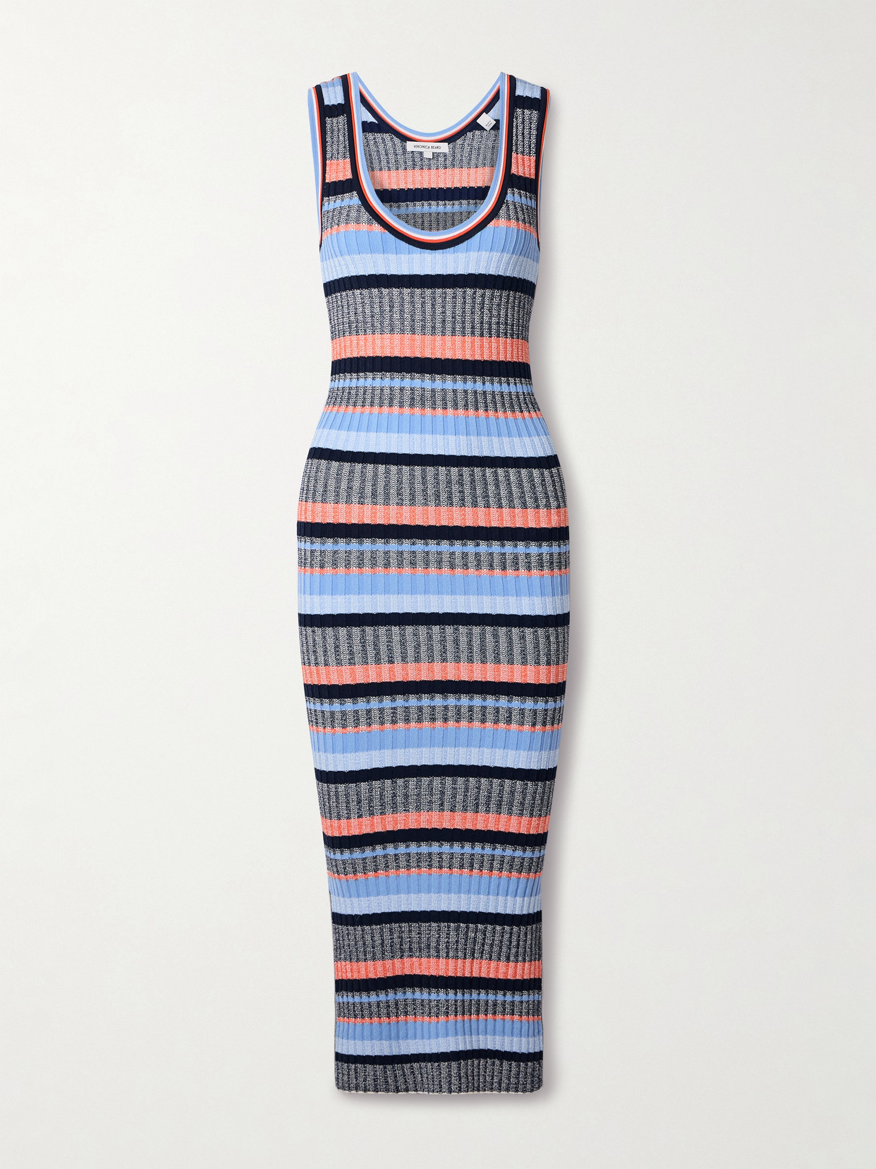 Veronica Beard - Fabiana Striped Ribbed-knit Midi Dress - Multi