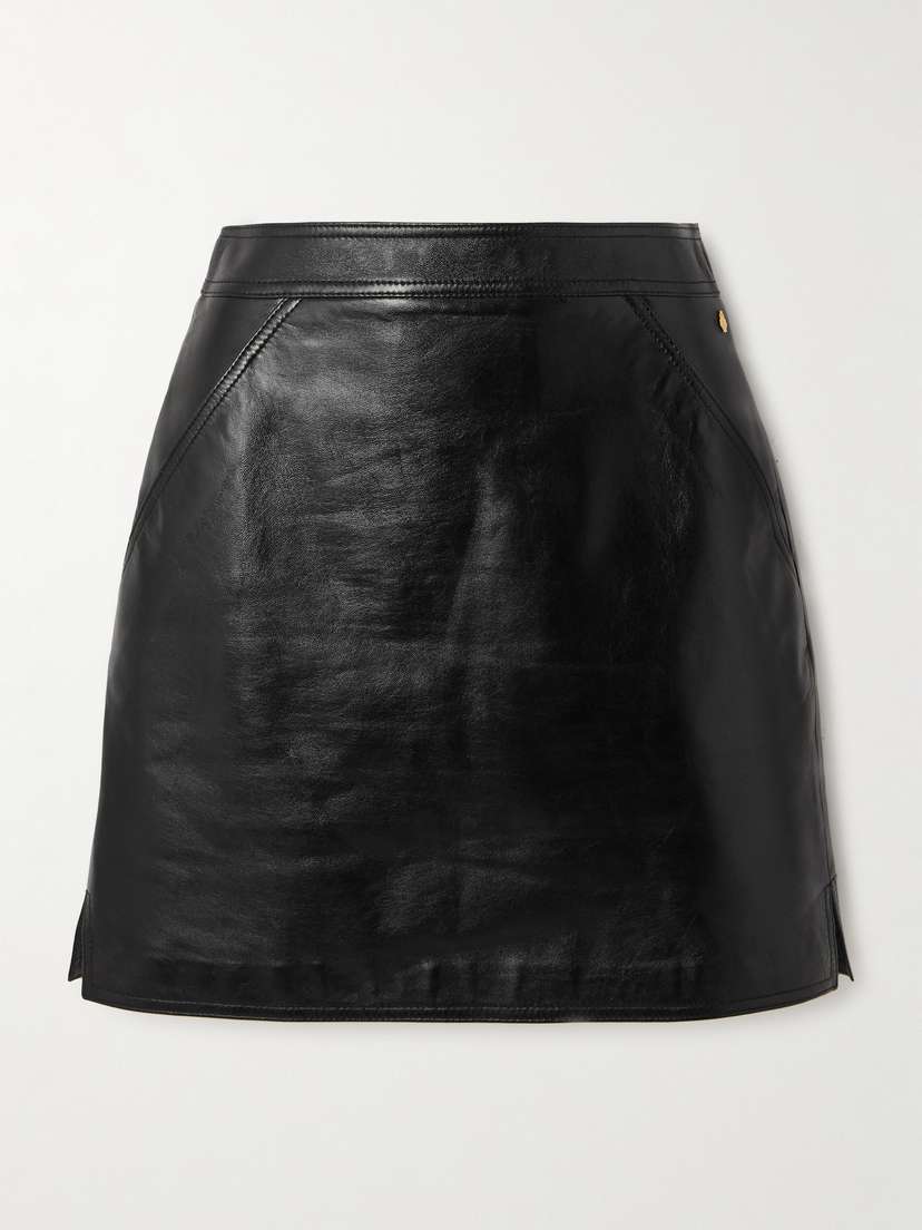 BALLY Embellished Leather Mini Skirt