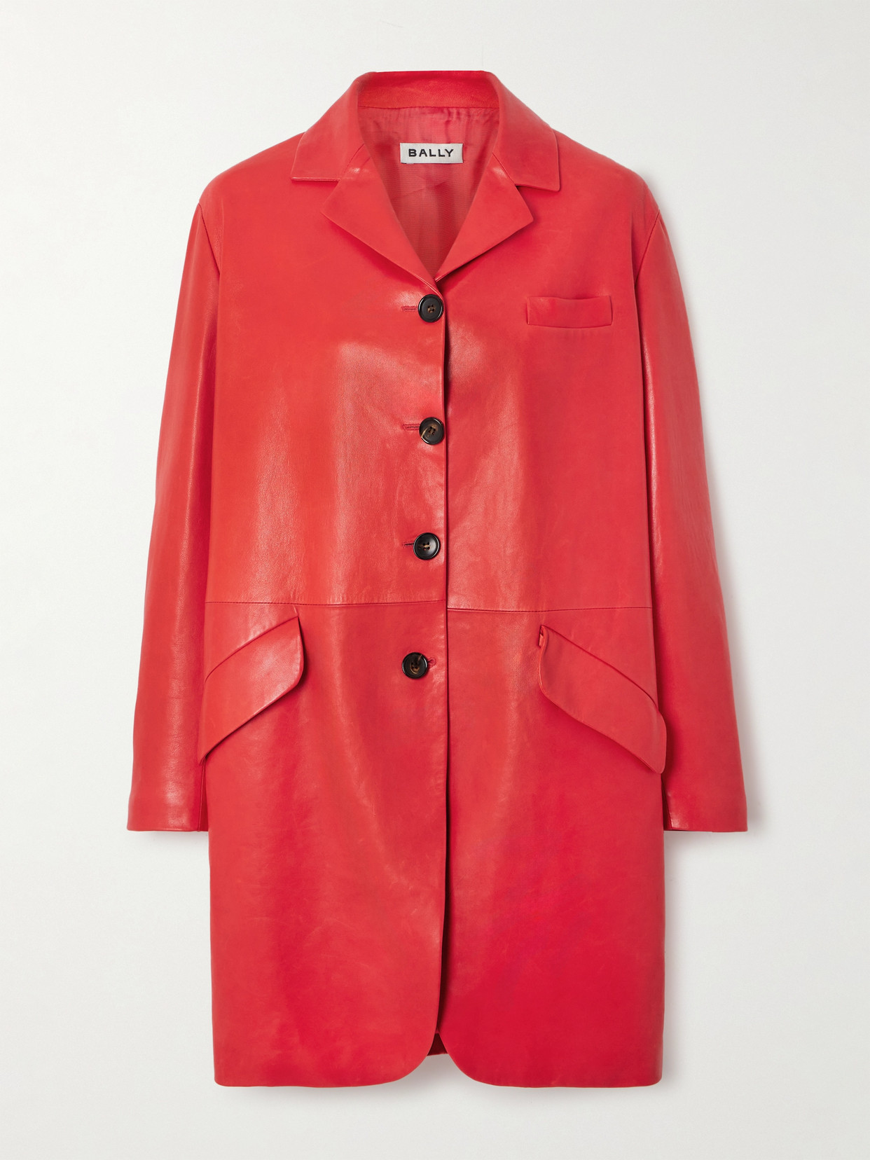 Shop Bally Leather Coat In Red