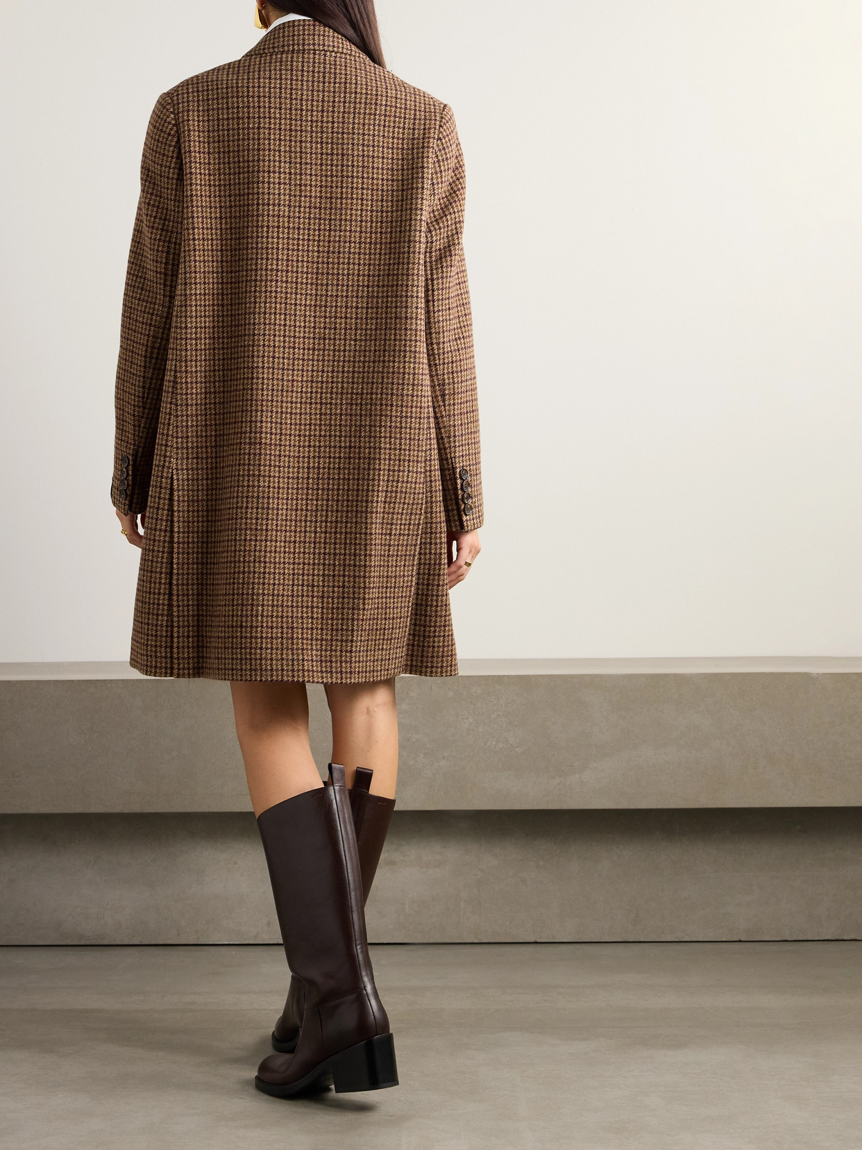 Bally Houndstooth Wool Coat In Brown
