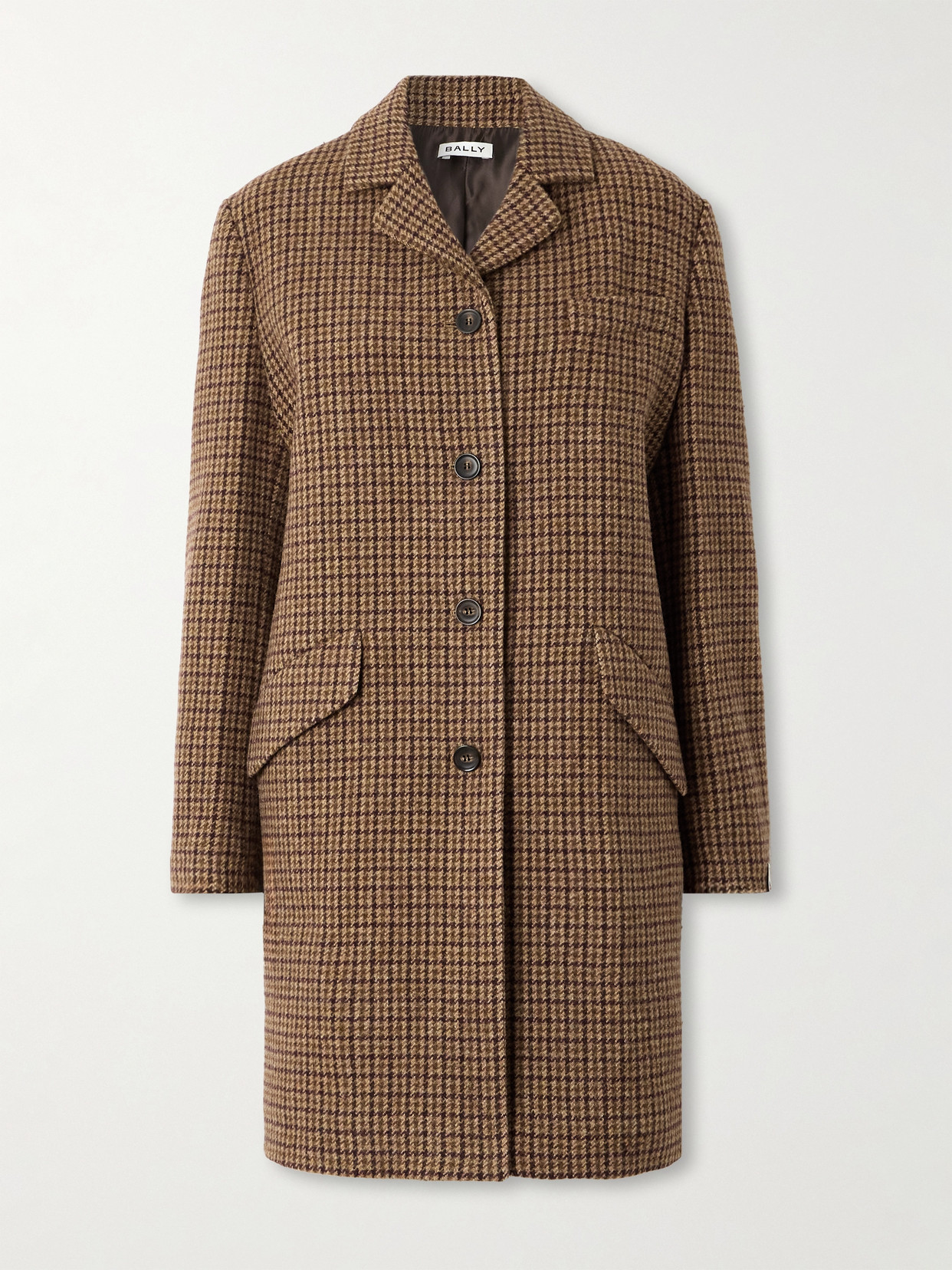 BALLY - Houndstooth Wool Coat - Brown
