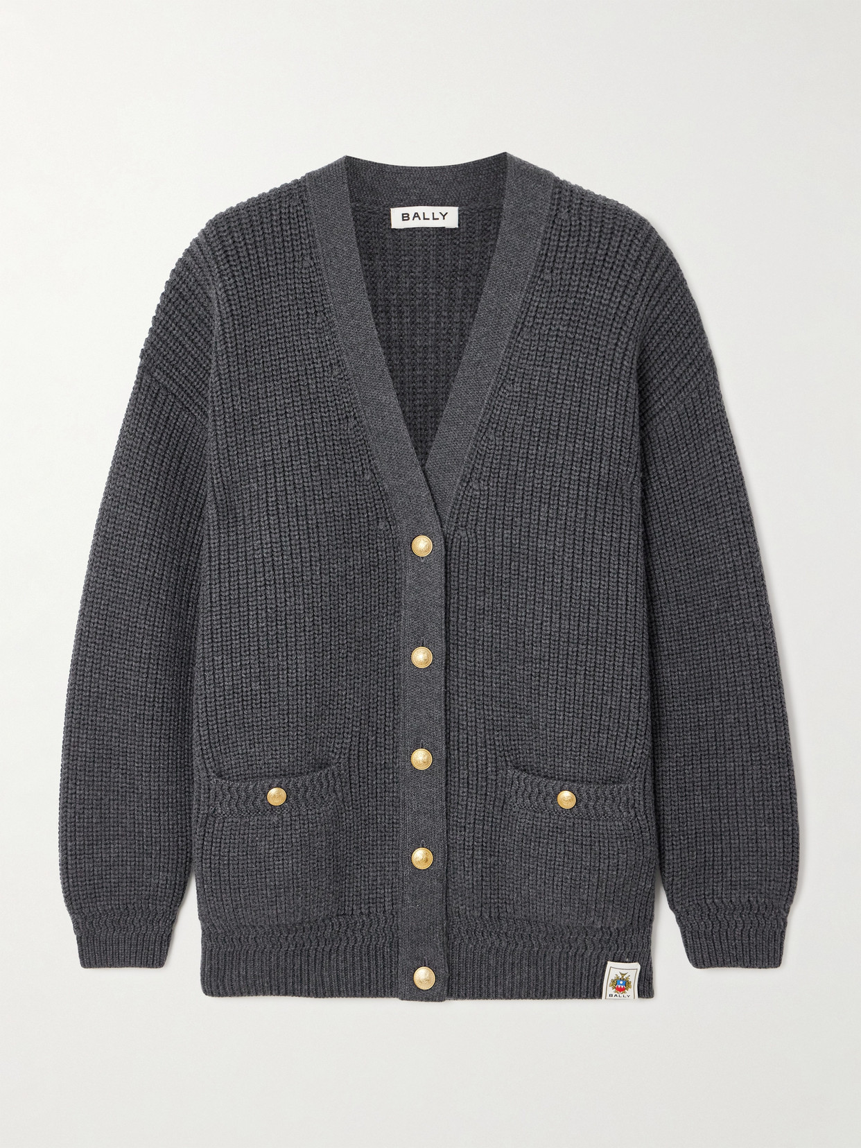 BALLY - Merino Wool Ribbed Cardigan - Blue