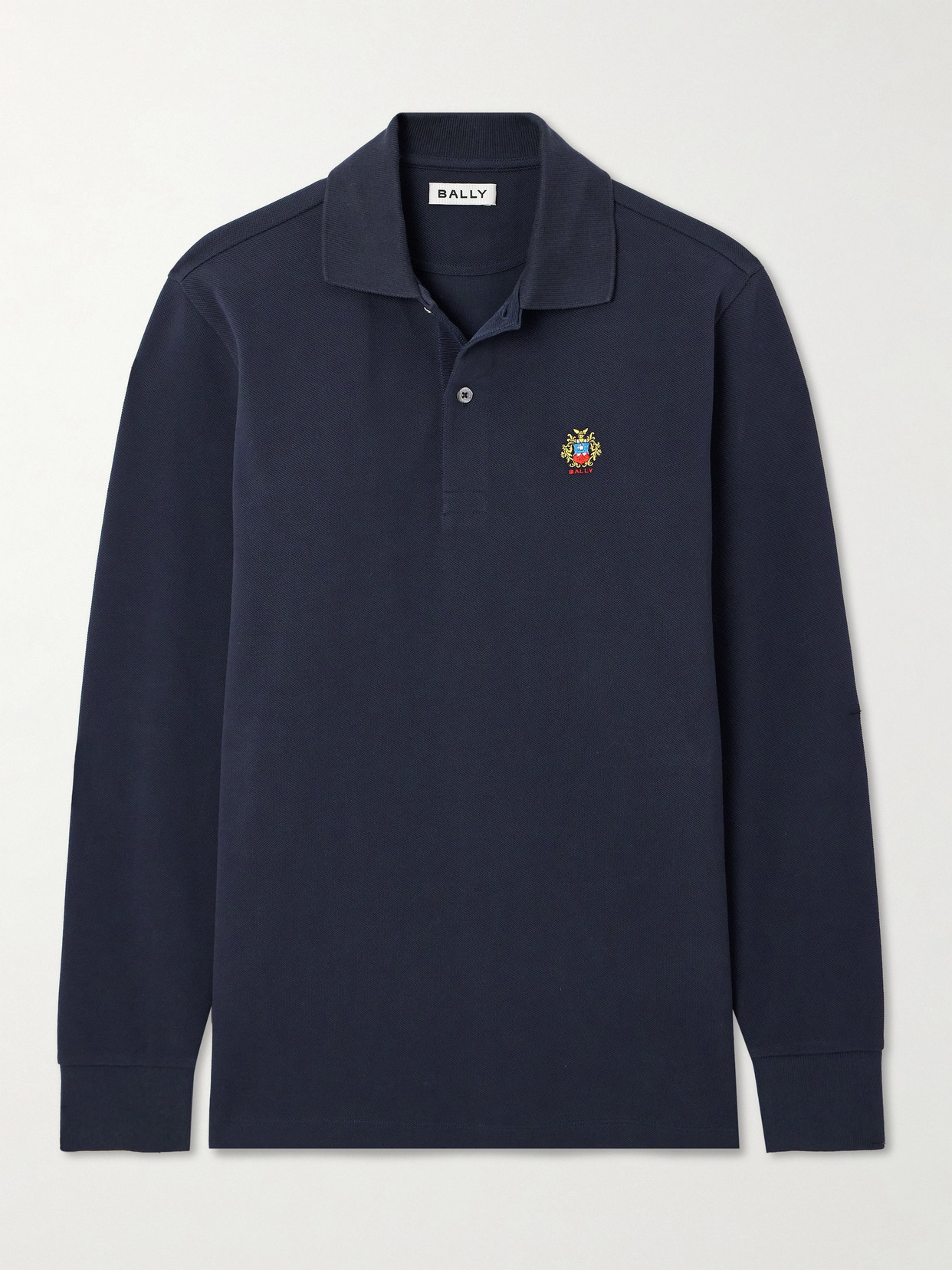 BALLY - Embroidered Organic Cotton-blend Piqué Polo Shirt - Blue