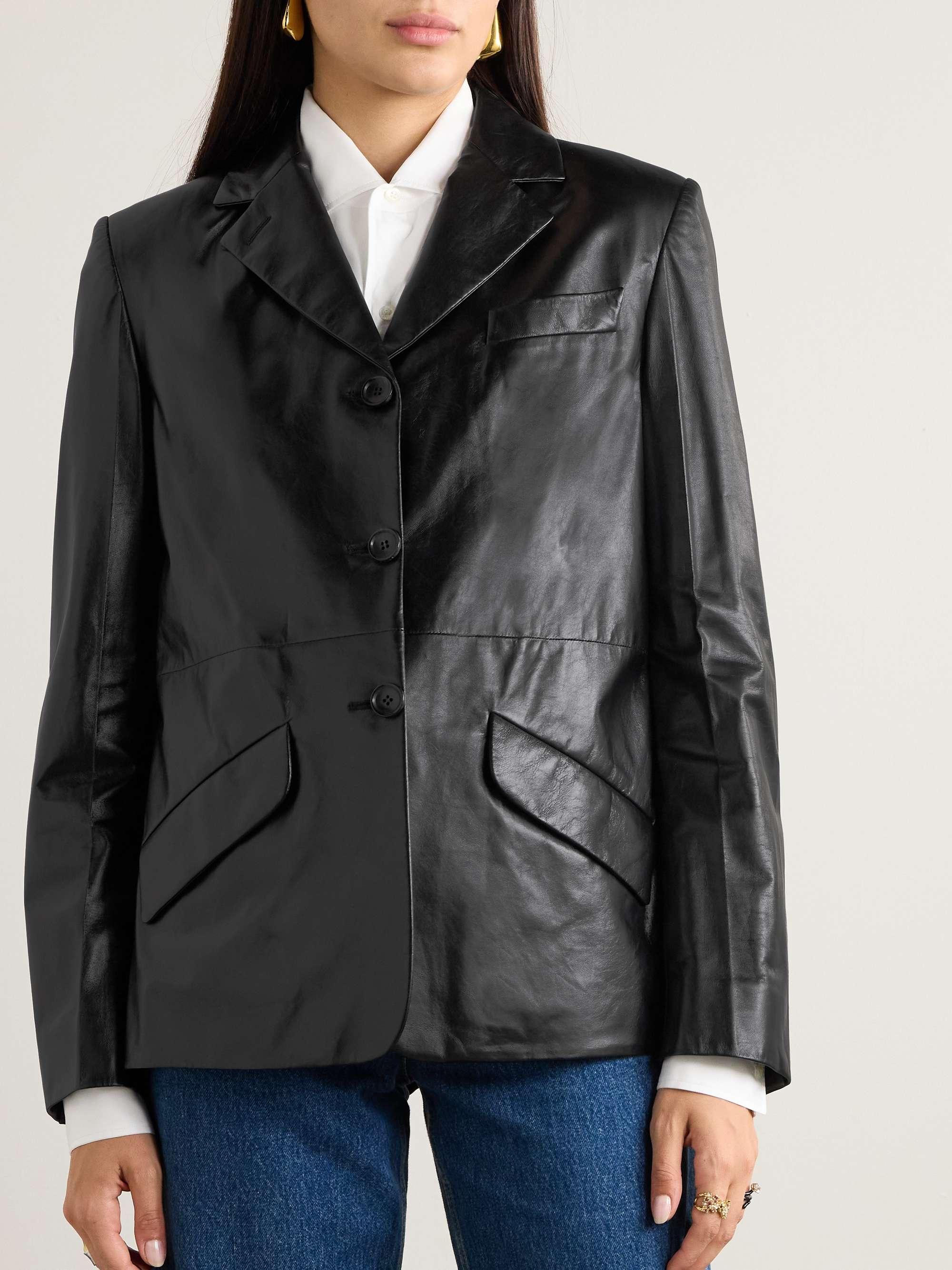 Black Leather blazer | BALLY | NET-A-PORTER