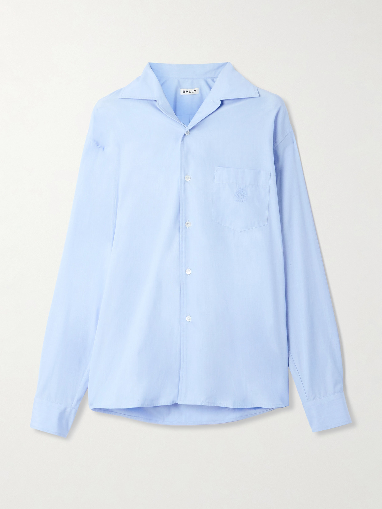 BALLY - Embroidered Cotton-poplin Shirt - Blue