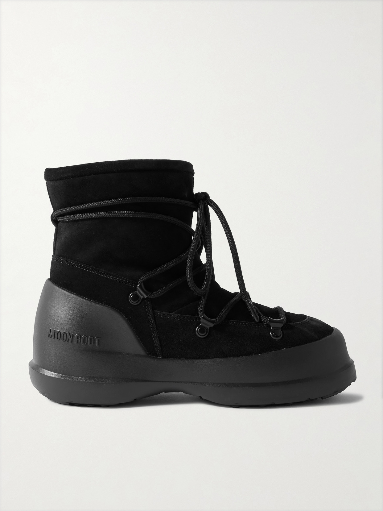 Moon Boot Luna Black Ankle Boots With Laces In Suede And Tech Fabric Woman In Black