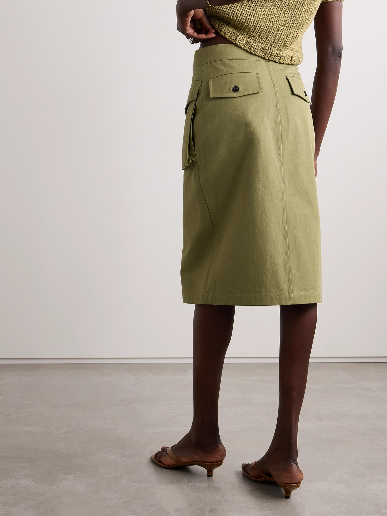 Shop Co Tton-canvas Skirt In Green