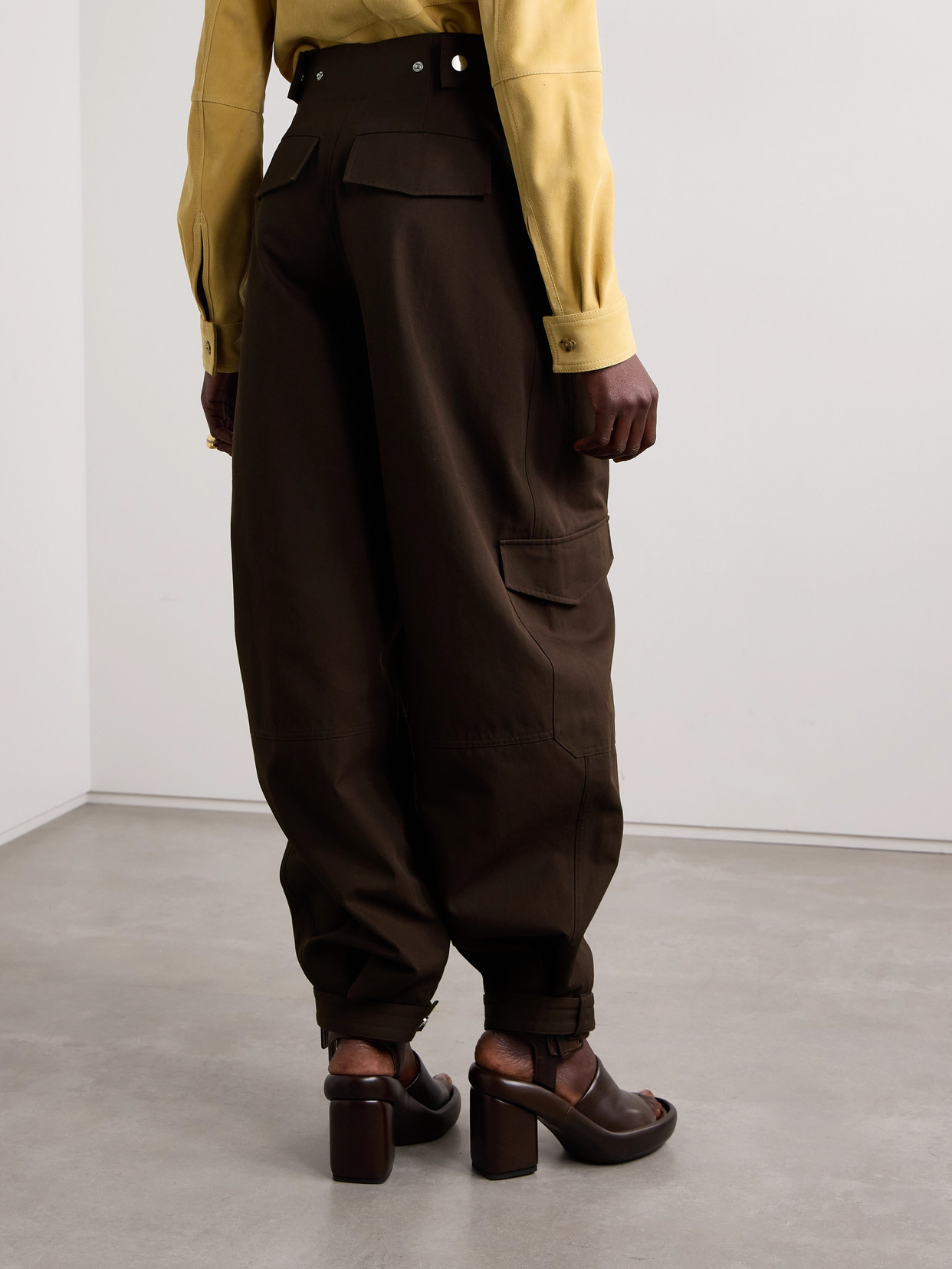 Co Tton-canvas Tapered Cargo Pants In Brown