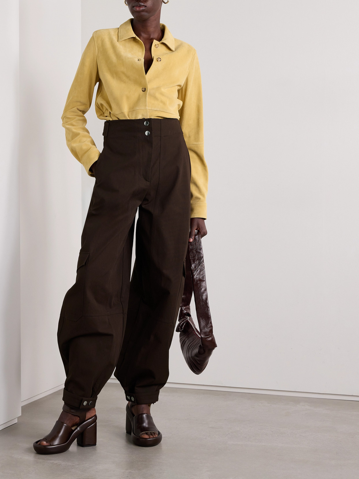 Co Tton-canvas Tapered Cargo Pants In Brown
