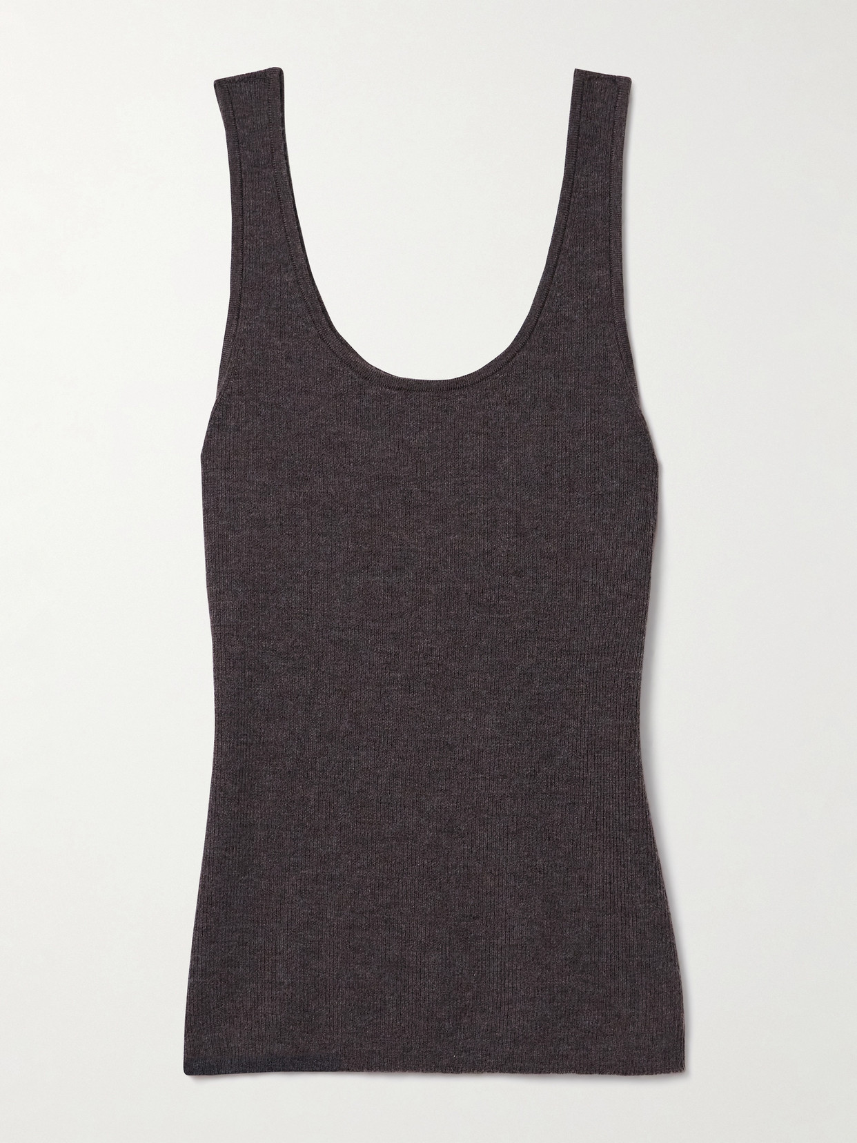 Co Ribbed Cashmere Tank In Brown