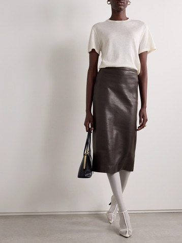 CO Leather midi skirt