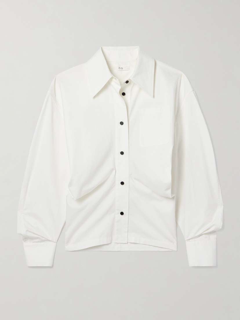 Co Gathered tton And Silk-blend Poplin Shirt