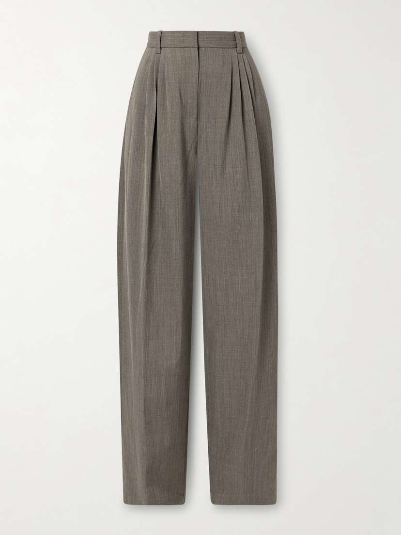 Co Pleated Mélange Twill Wide-leg Pants