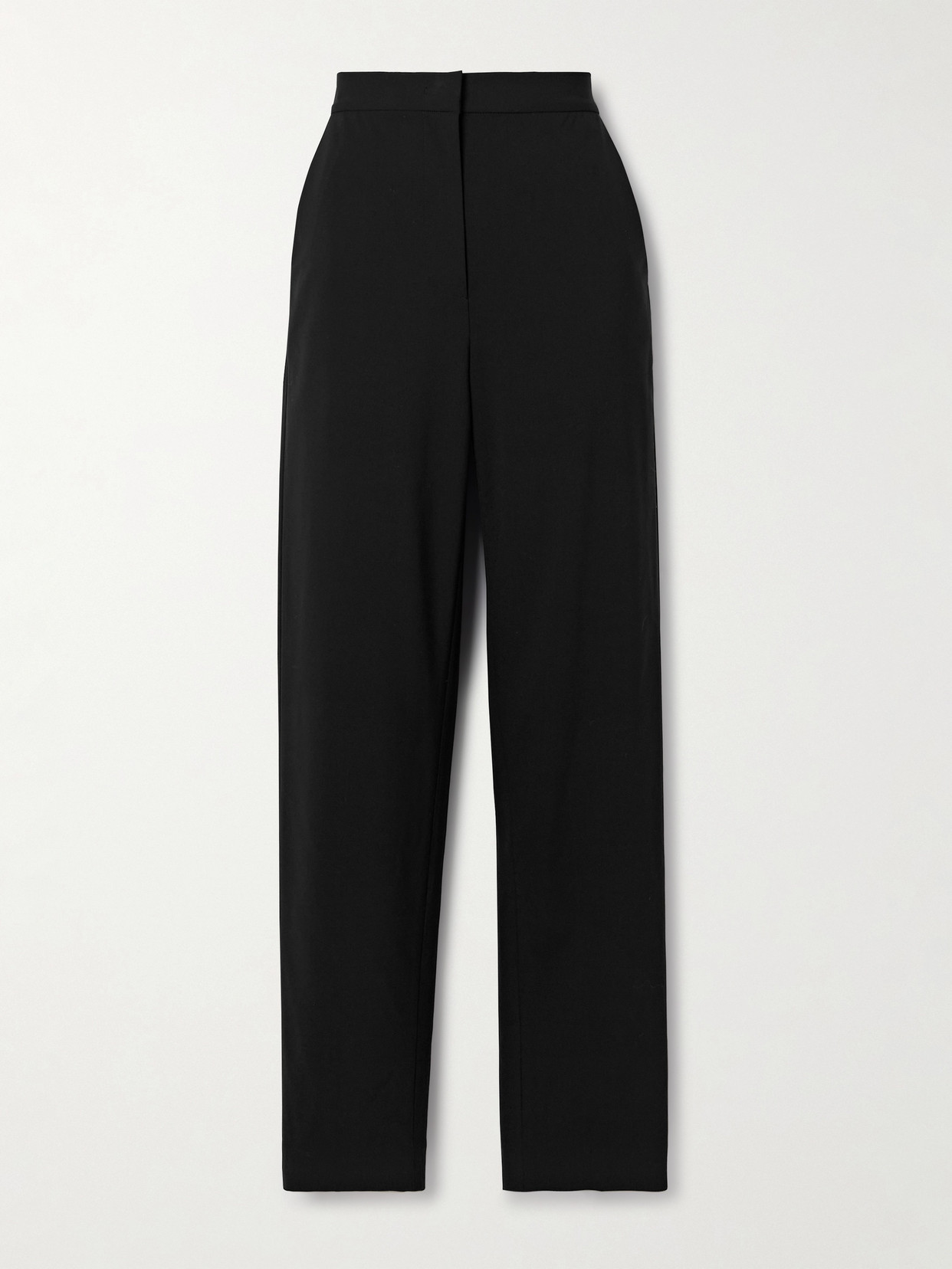 Co Wool-blend Crepe Straight-leg Trousers In Black