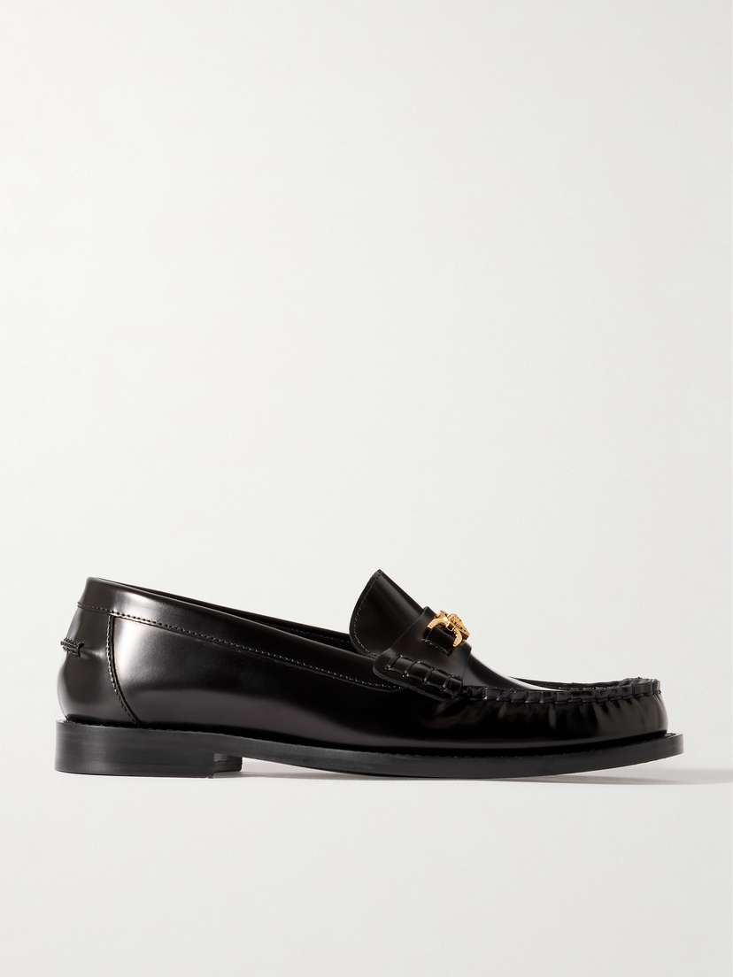 Versace Embellished Leather Loafers