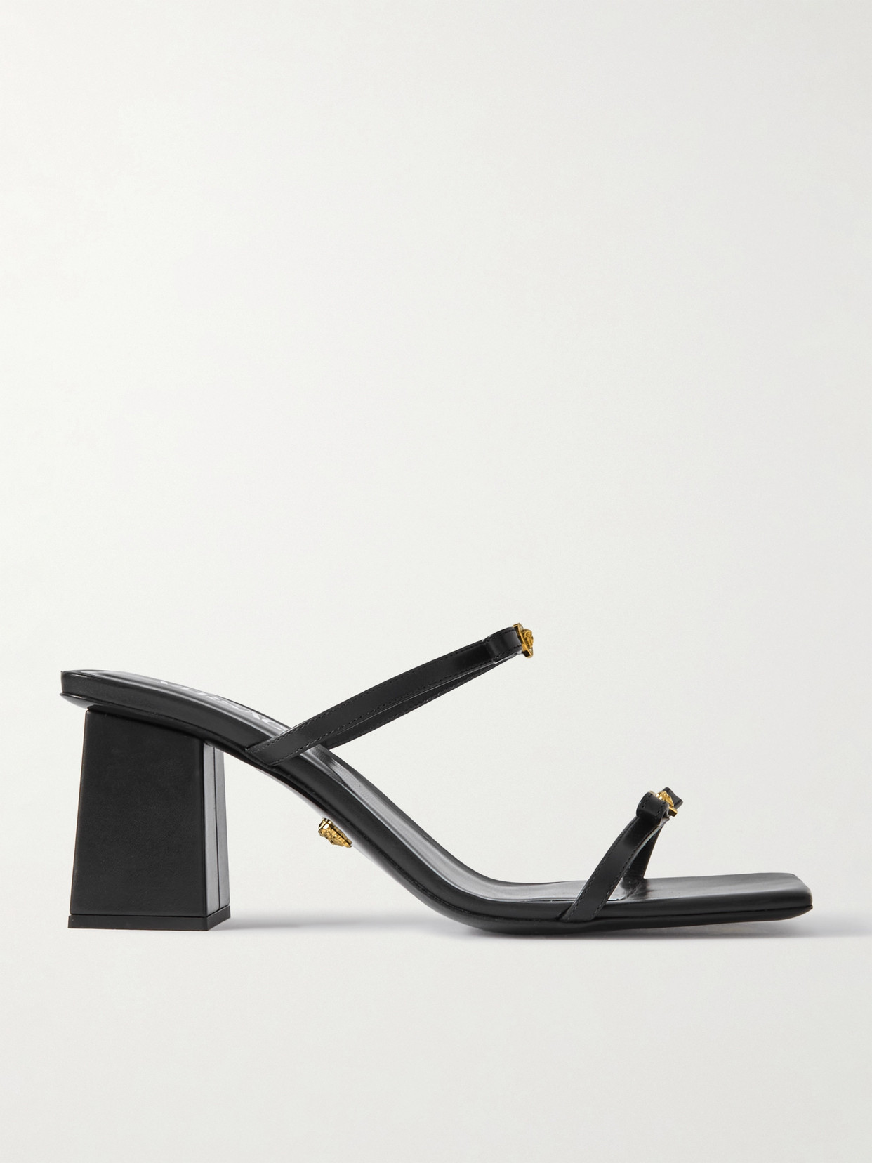 Versace Bow-embellished Leather Sandals In Black