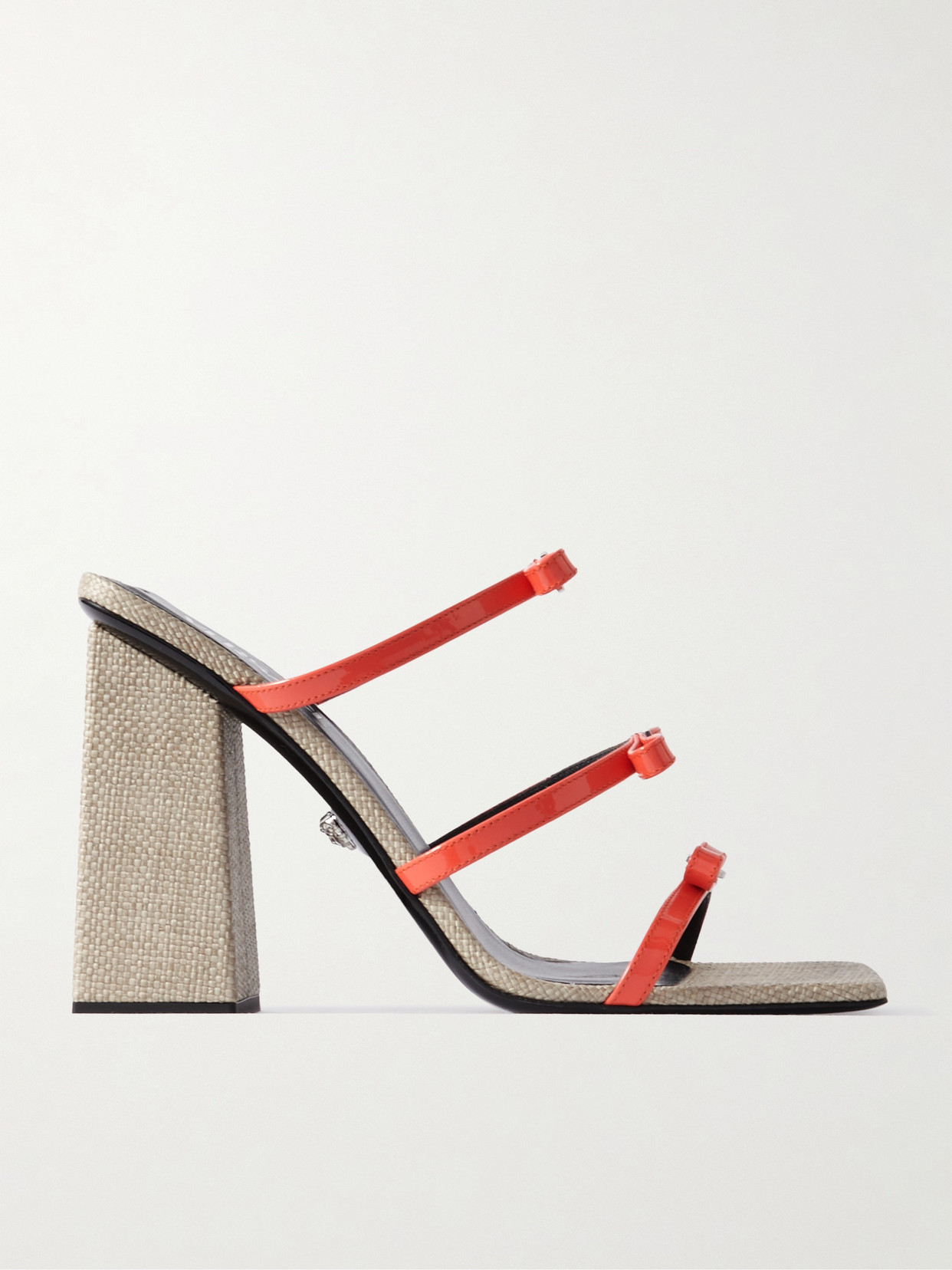 Versace - Bow-embellished Leather Sandals - Orange