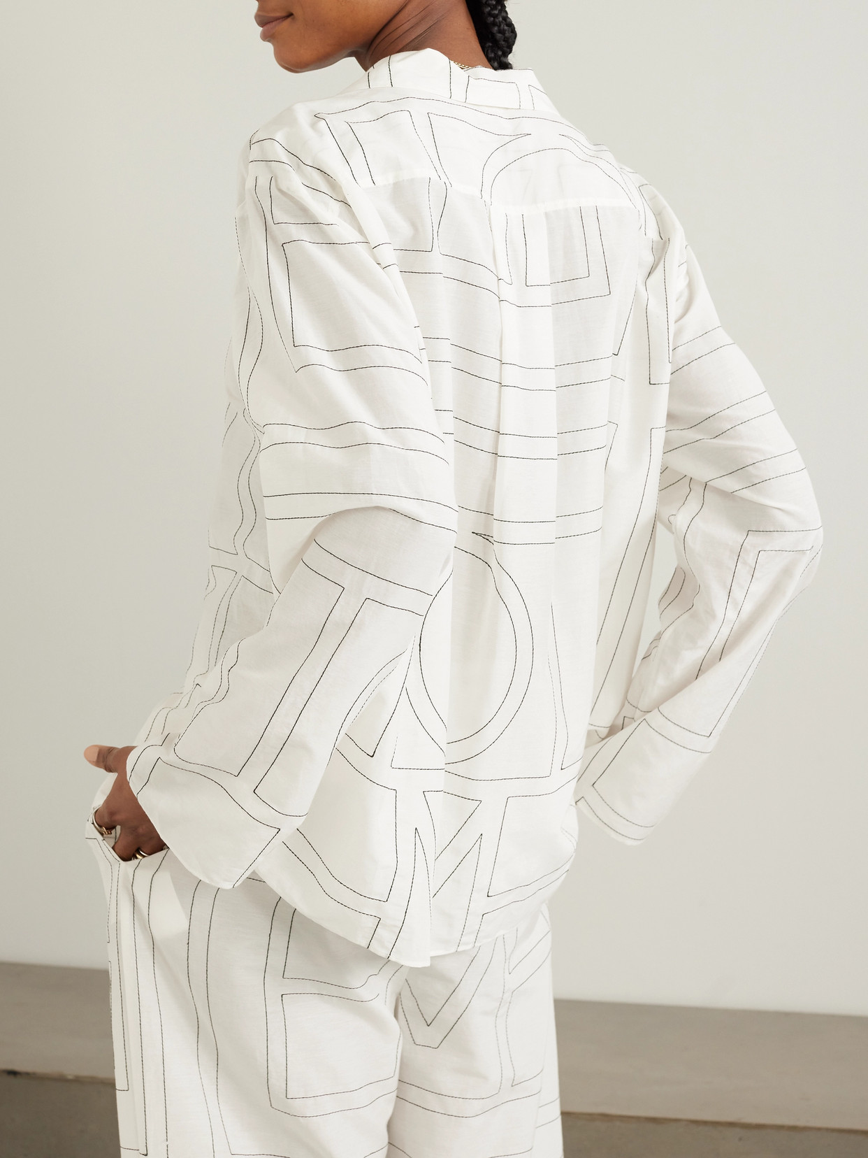 Totême Embroidered Organic Cotton And Silk-blend Shirt In White
