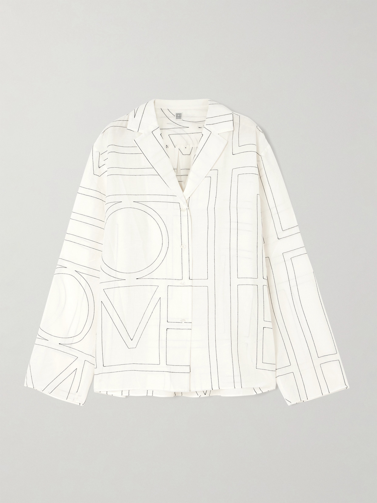 Totême Embroidered Organic Cotton And Silk-blend Shirt In White