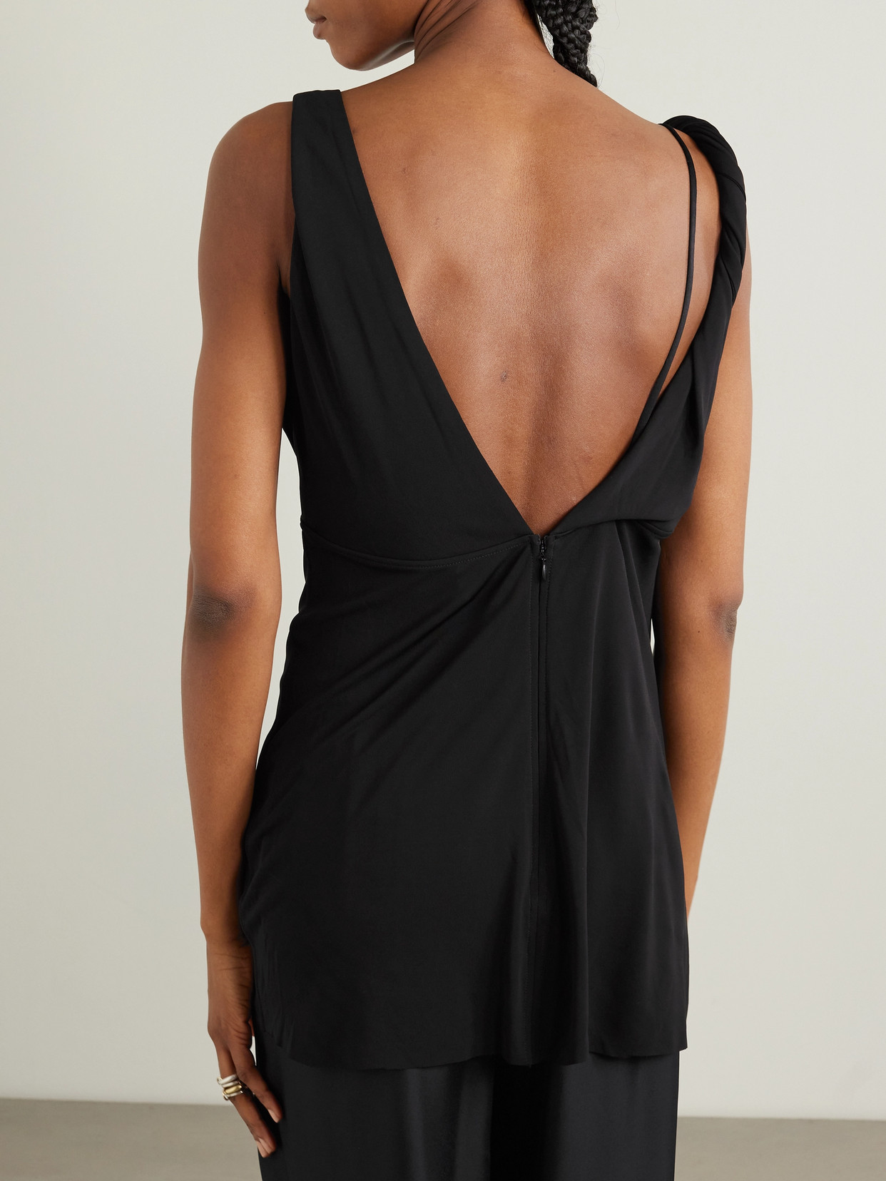 Totême Twisted Draped Jersey Tank In Black