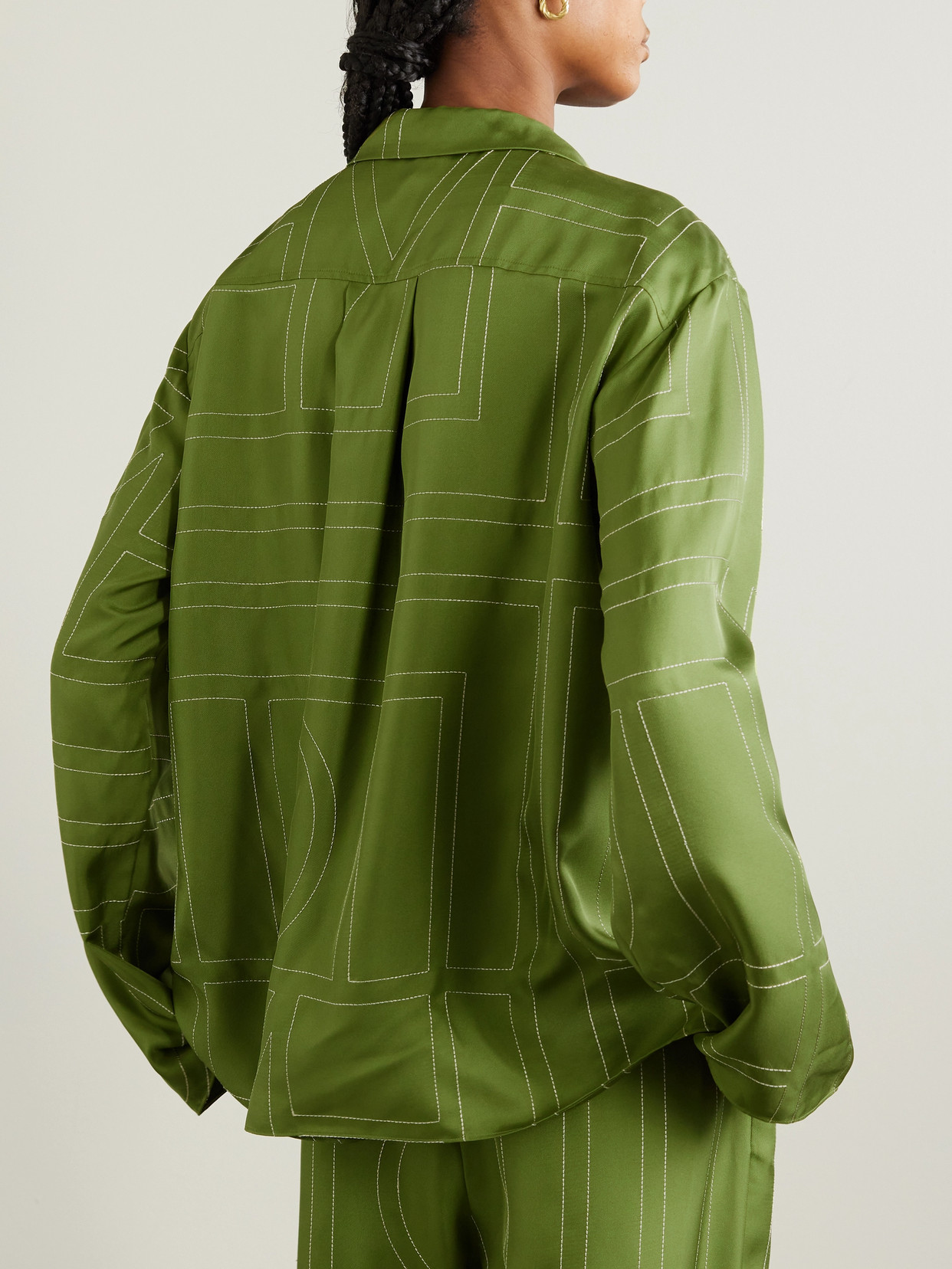 Embroidered Silk-Twill Shirt