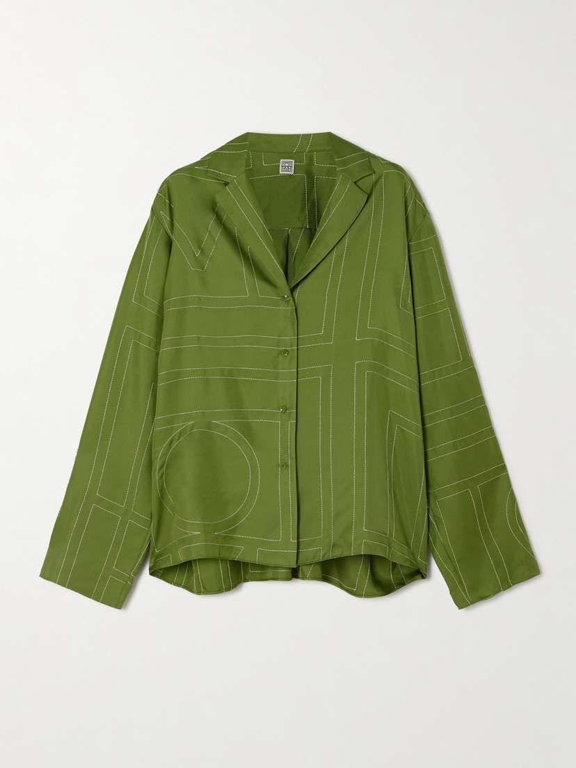 TOTEME Embroidered Silk-twill Shirt