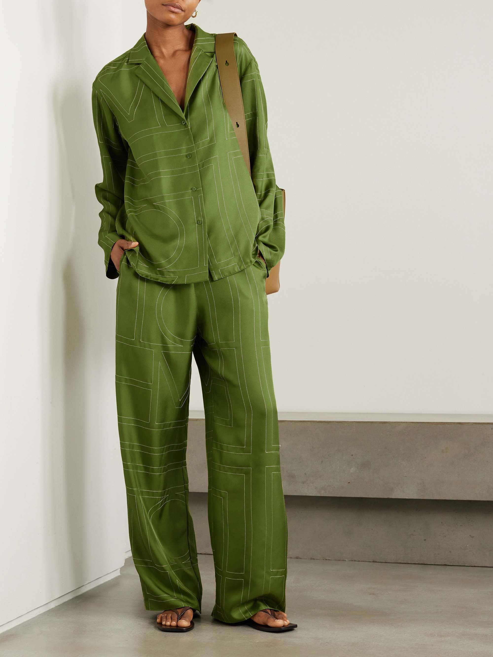 TOTEME Embroidered silk-twill shirt | NET-A-PORTER
