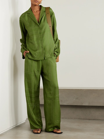 TOTEME Embroidered silk-twill shirt