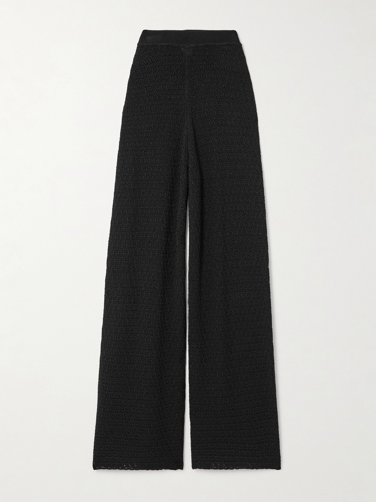 TOTEME - Open-knit Wide-leg Pants - Black