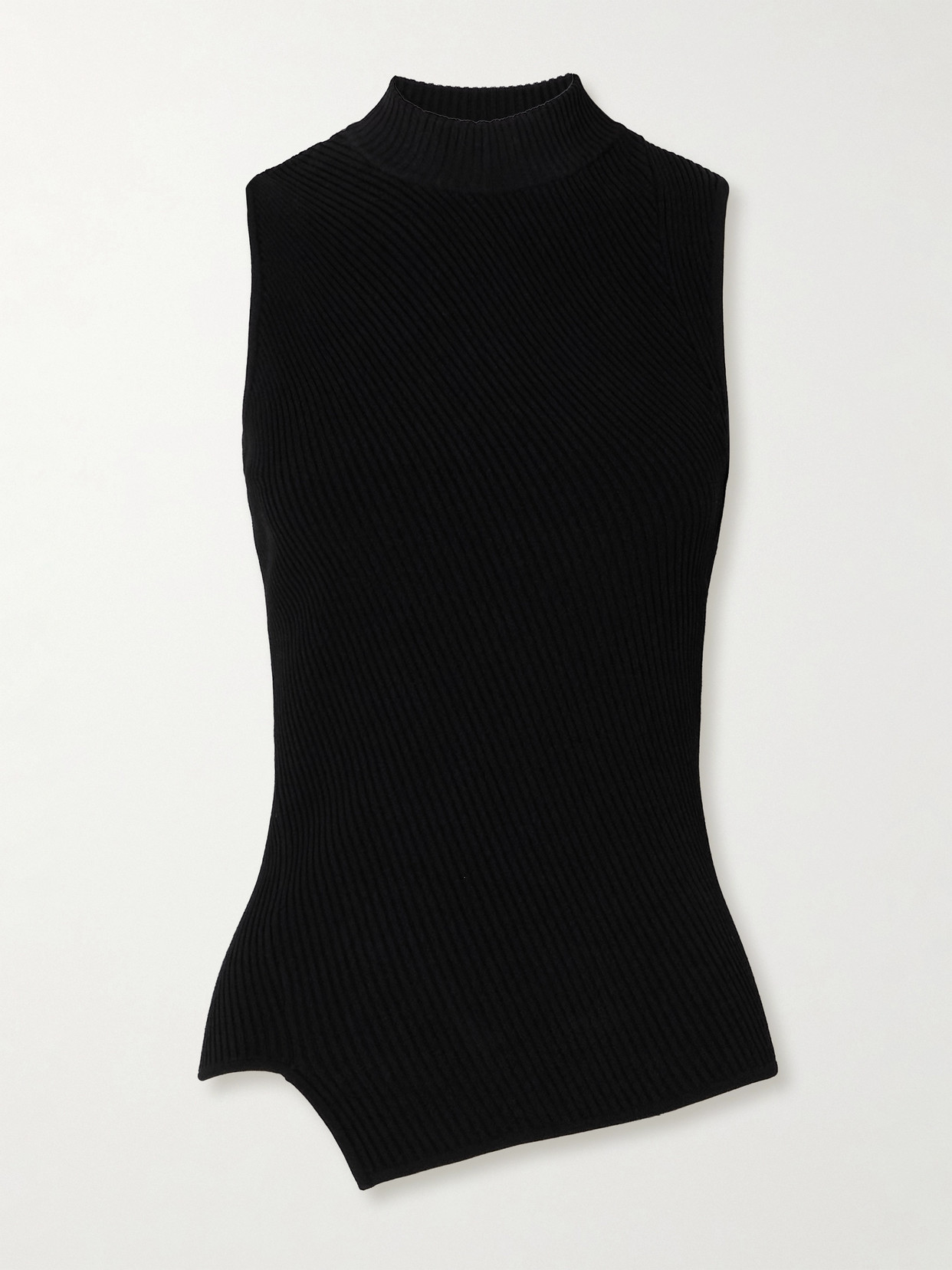 Totême Asymmetric Ribbed-knit Tank In Black