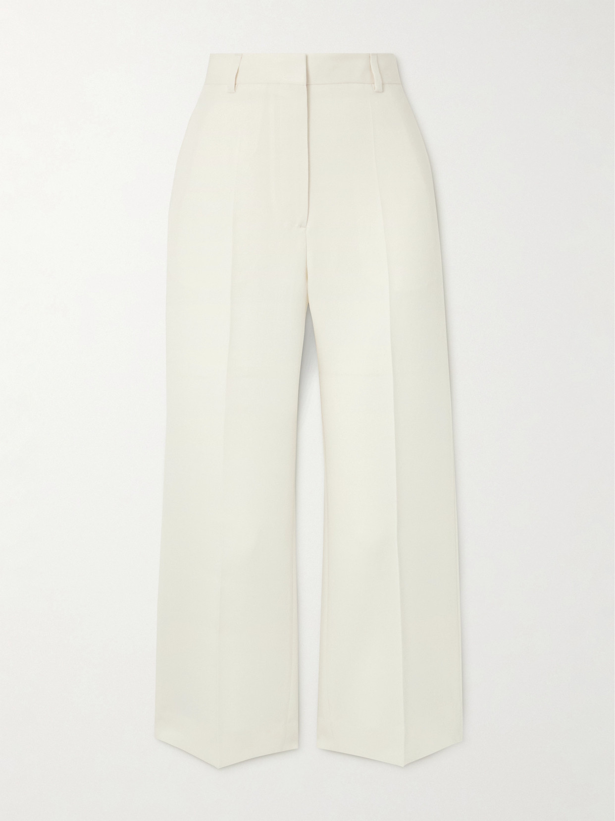 Totême Cropped Crepe Straight-leg Pants In Off-white