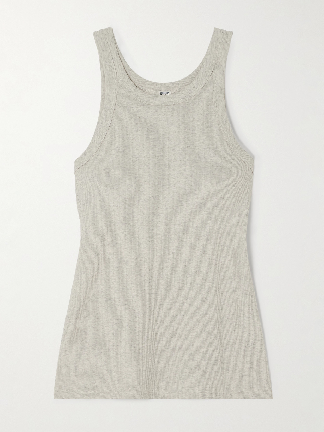 Totême Ribbed Organic Cotton-blend Jersey Tank In Gray