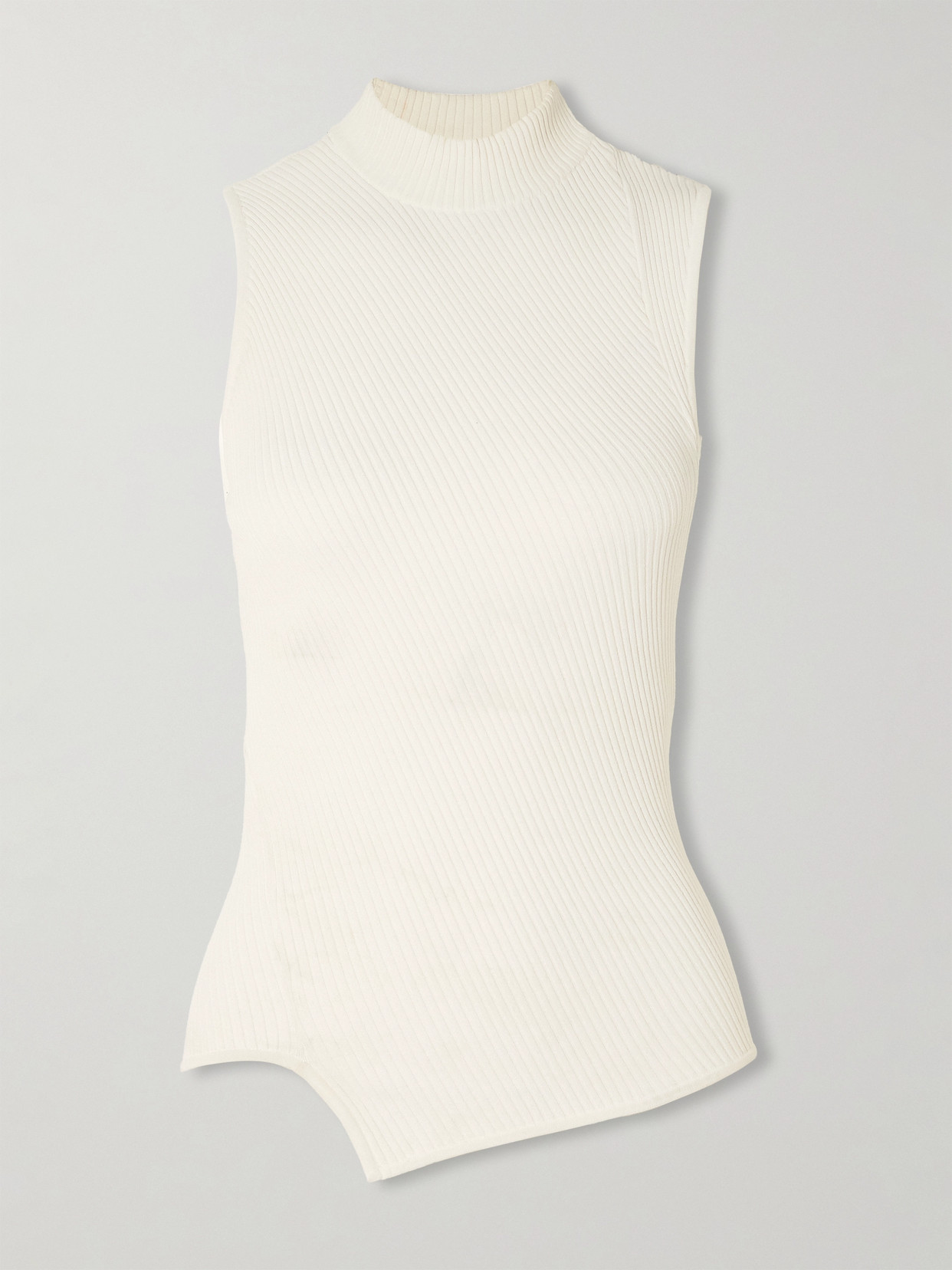 TOTEME - Asymmetric Ribbed-knit Tank - Ecru