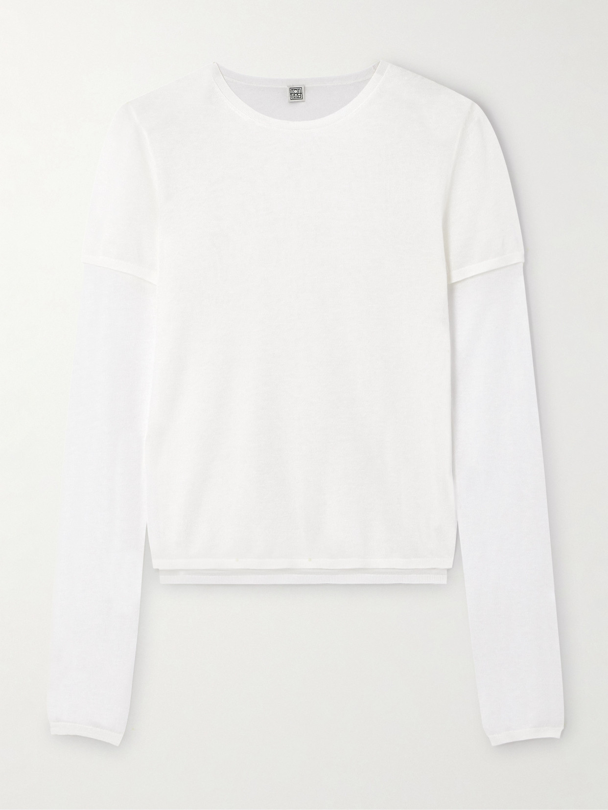 Totême Layered Knitted Cashmere And Silk-blend Top In Ecru