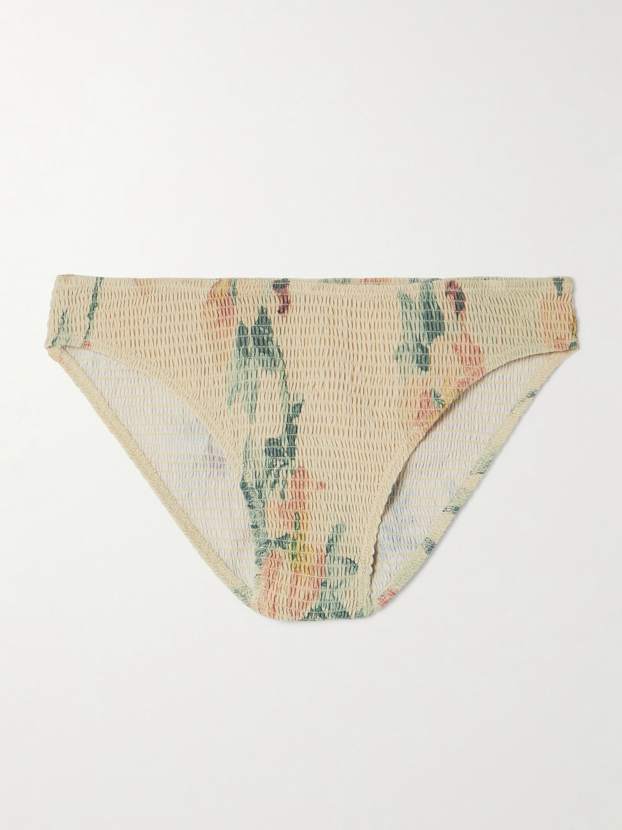 Totême Shirred Floral-print Recycled Bikini Briefs In Pink