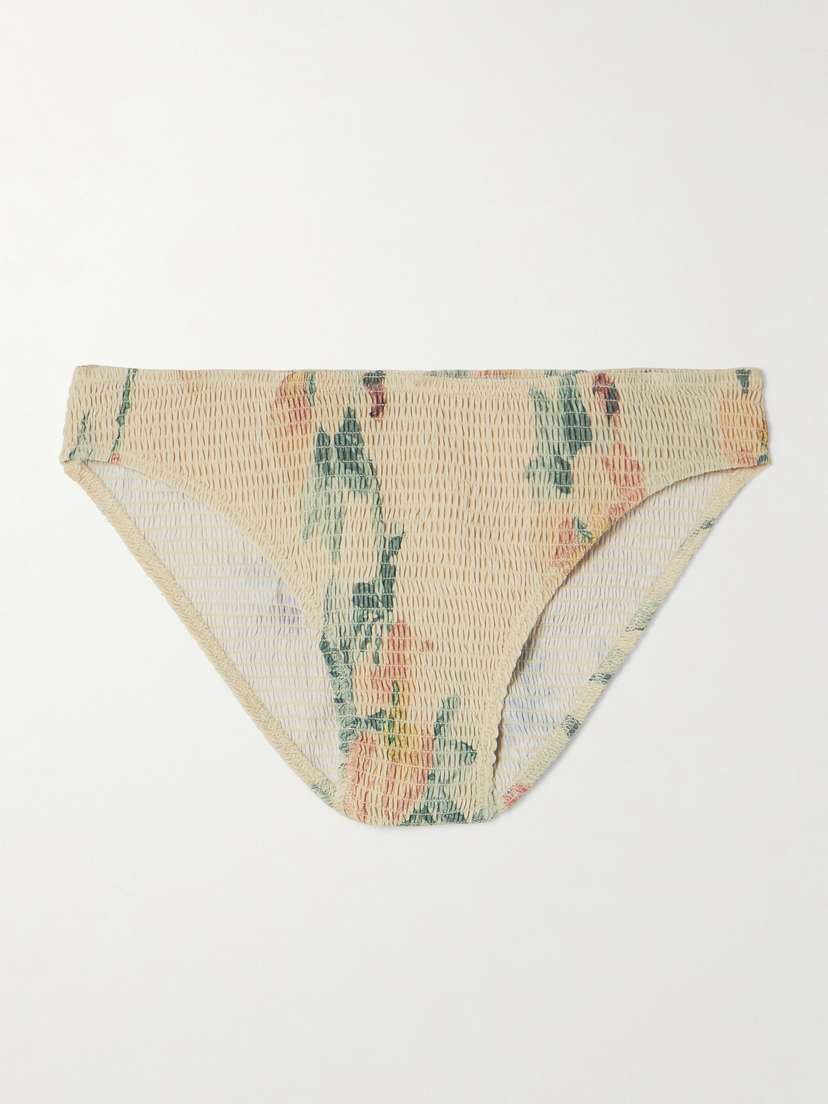 Toteme — Shirred floral-print recycled bikini briefs