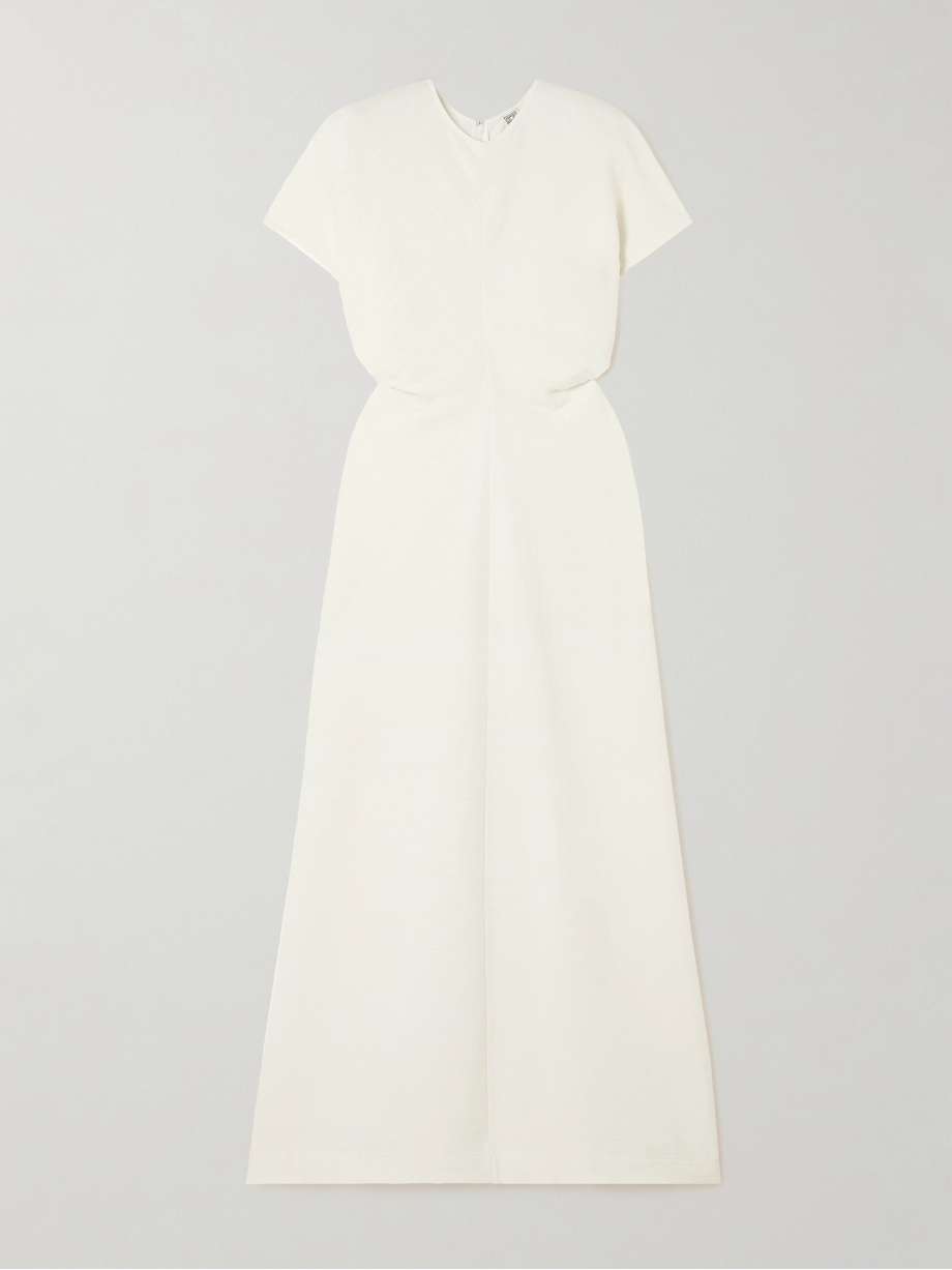 gathered woven maxi dress
