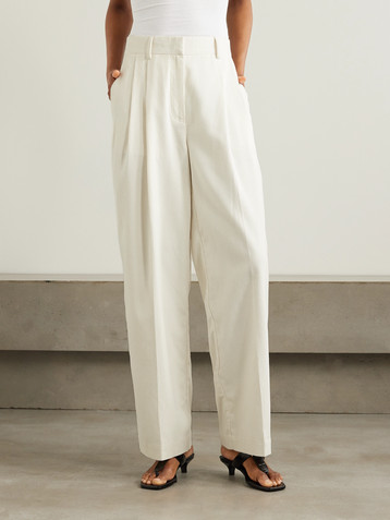TOTEME Pleated silk and organic cotton-blend corduroy wide-leg pants