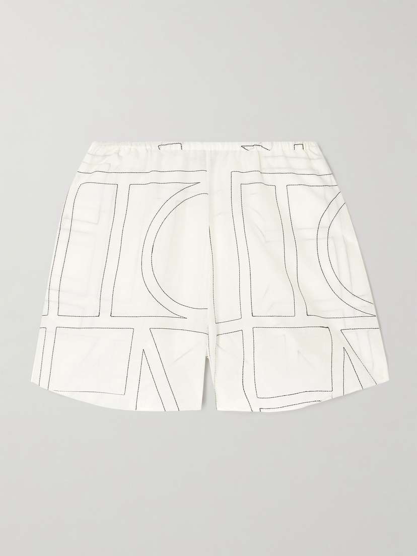 TOTEME Embroidered Organic Cotton And Silk-blend Shorts