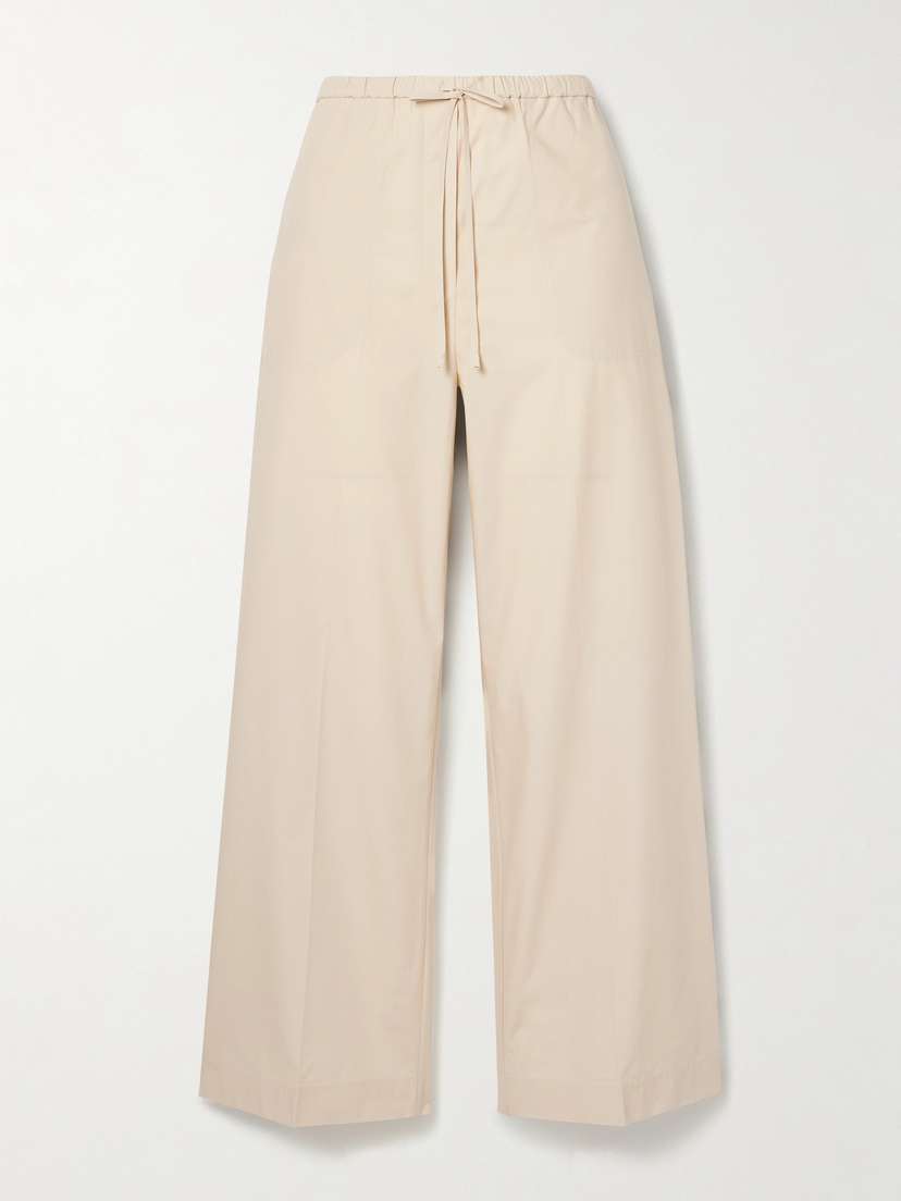 TOTEME Belted Organic Cotton-twill Wide-leg Pants