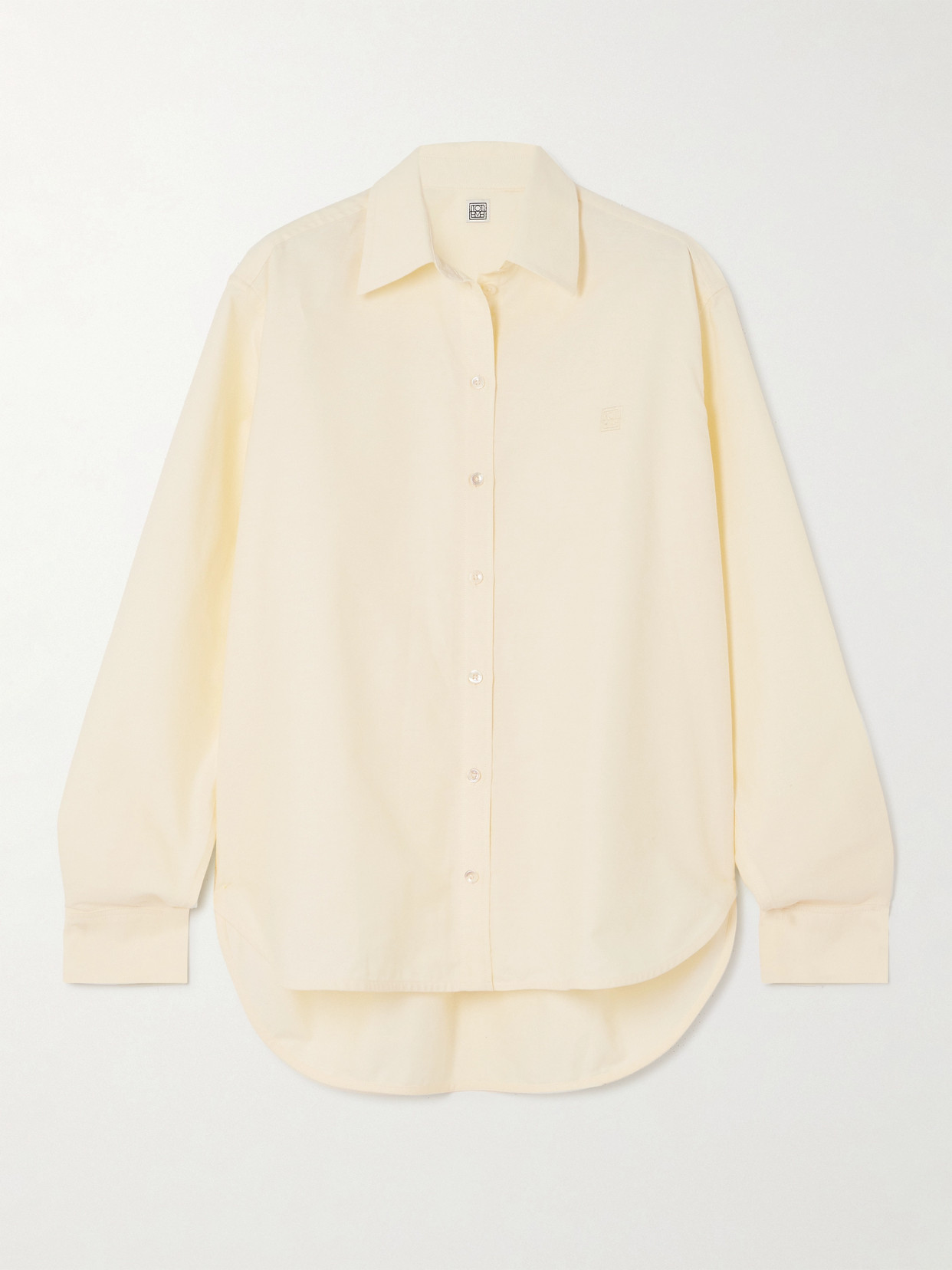 Totême Embroidered Organic Cotton Oxford Shirt In Yellow