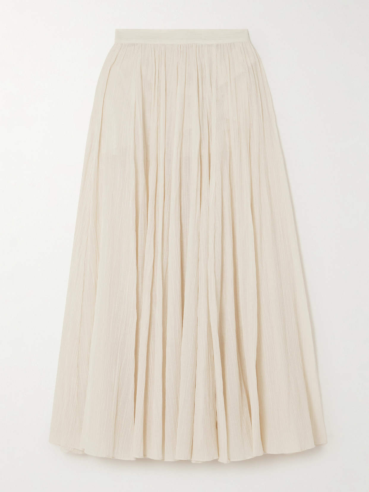 Totême Plissé Organic Cotton Chiffon Maxi Skirt In Ecru