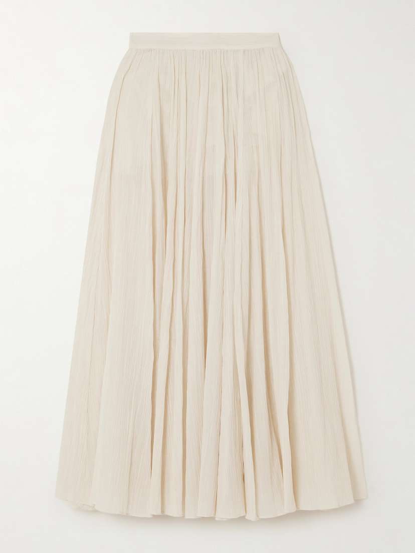 TOTEME Plissé-organic Cotton-blend Maxi Skirt