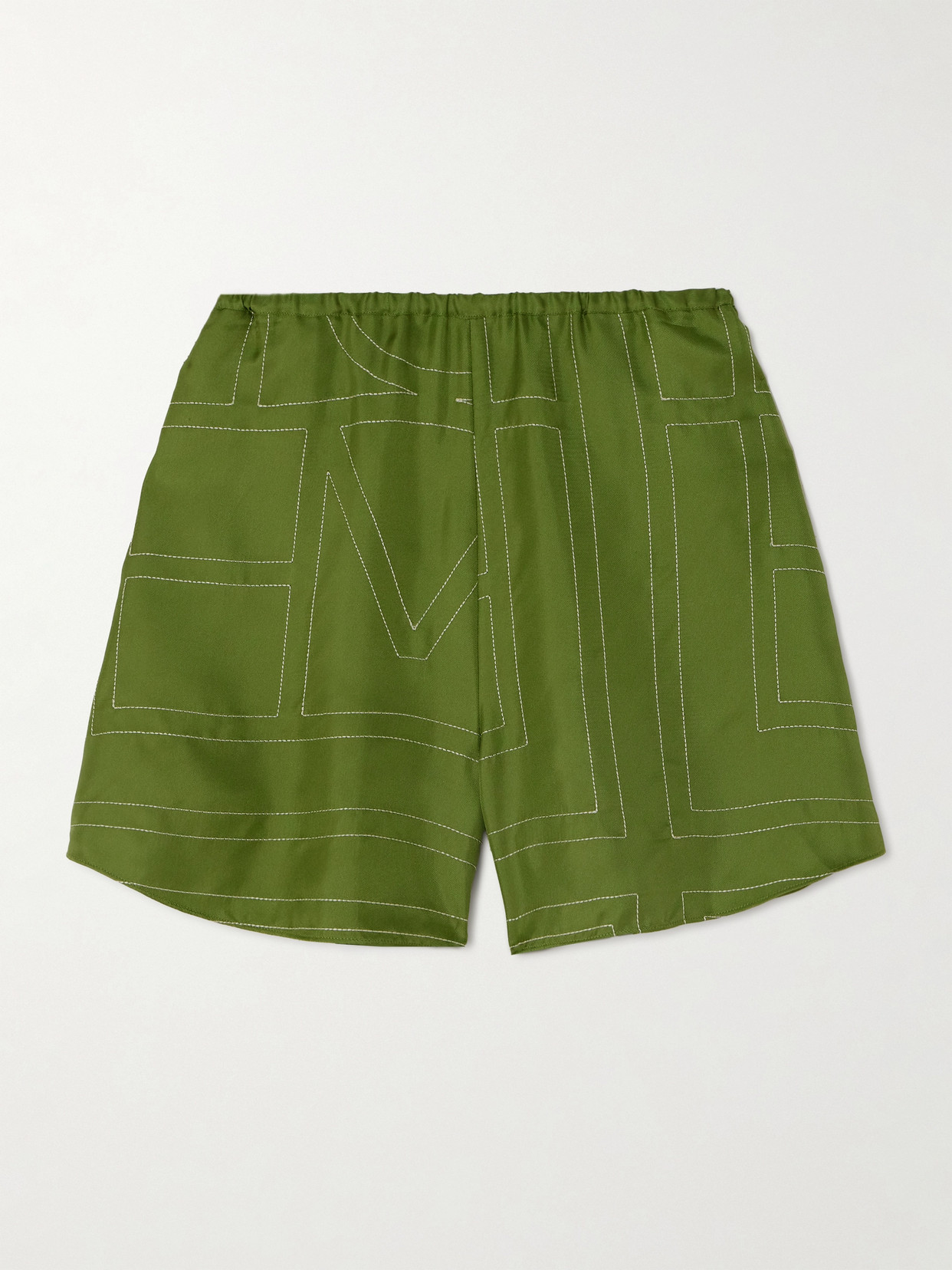TOTEME - Embroidered Silk-twill Shorts - Green