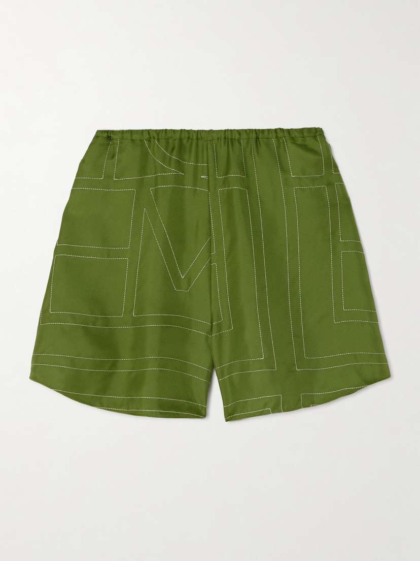 TOTEME Embroidered Silk-twill Shorts