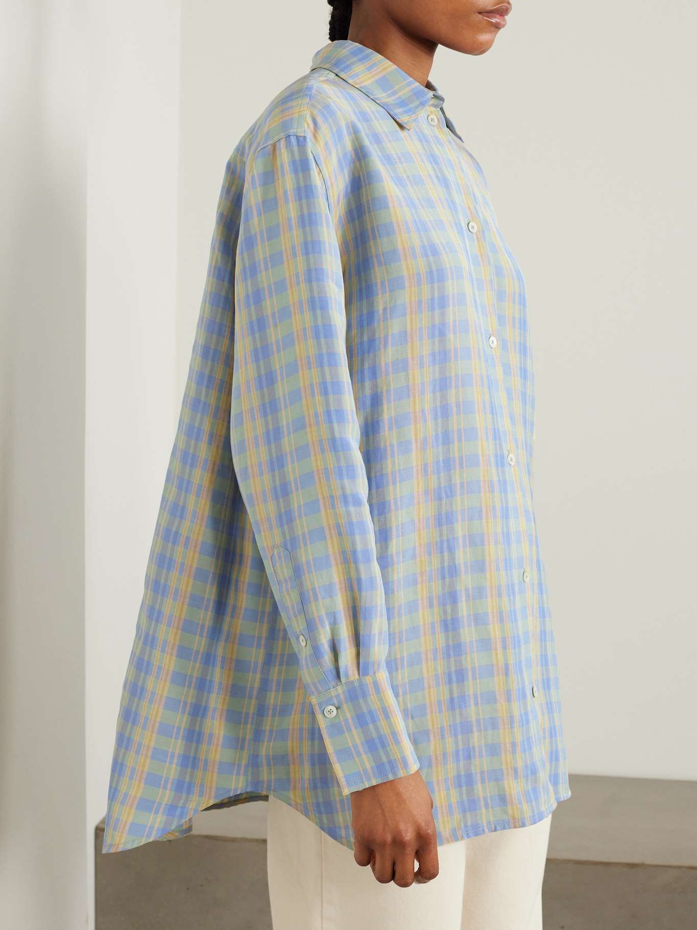 TOTEME Checked linen-blend shirt | NET-A-PORTER