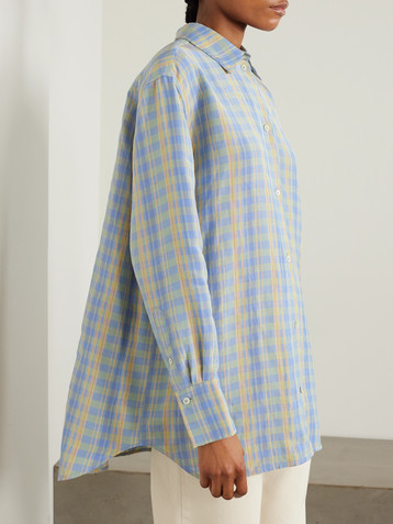 TOTEME Checked linen-blend shirt
