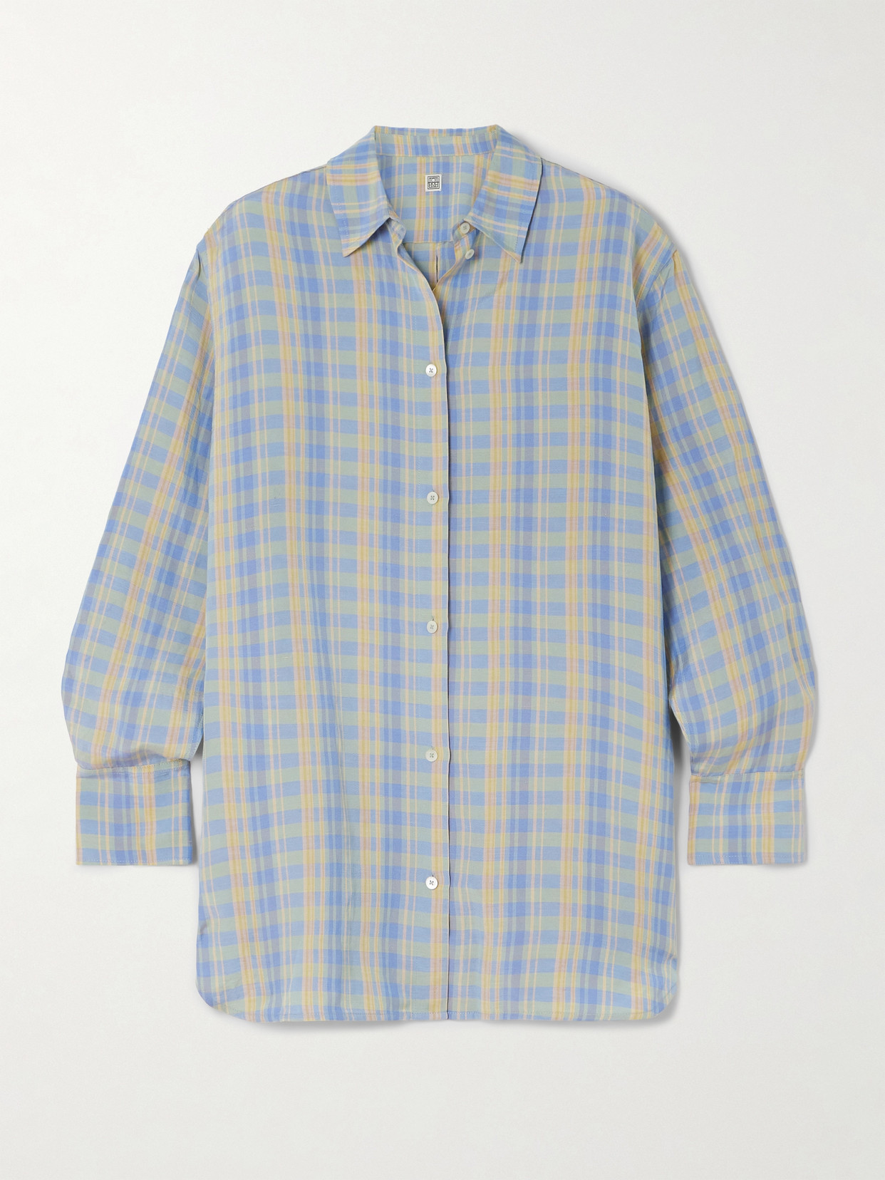 Totême Checked Linen-blend Shirt In Blue